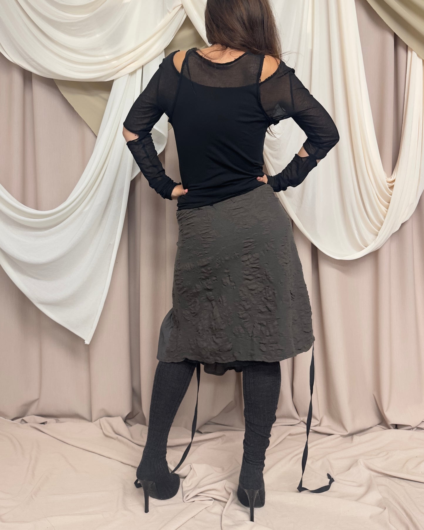 LAYERED SEMI SHEER LONG SLEEVE WITH DISTRESSED HEMS by Limi Feu