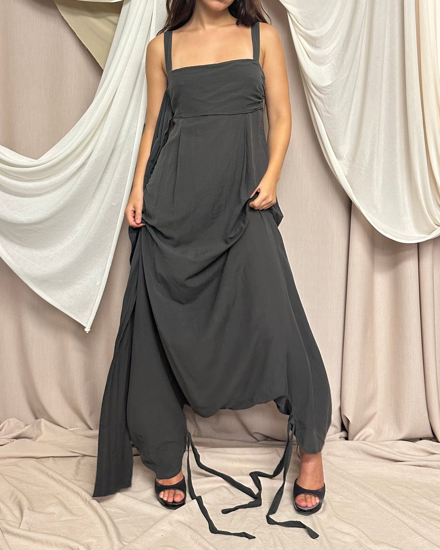DROPPED CROTCH SILK BLEND JUMPSUIT by Sarah Pacini