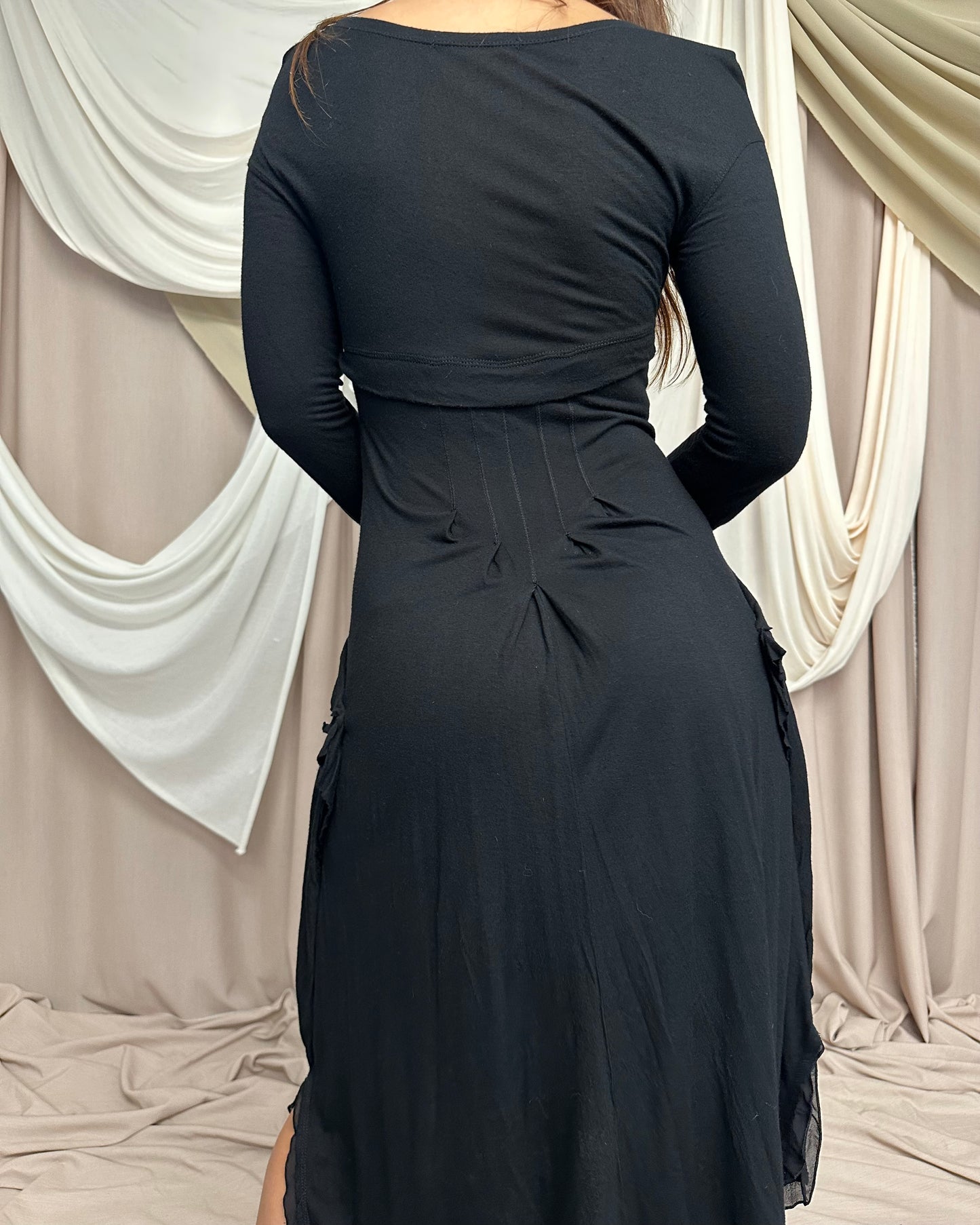 SLOUCHY JERSEY DRESS WITH SILK TRIM AND DRAPED DETAIL by Marithé + François Girbaud