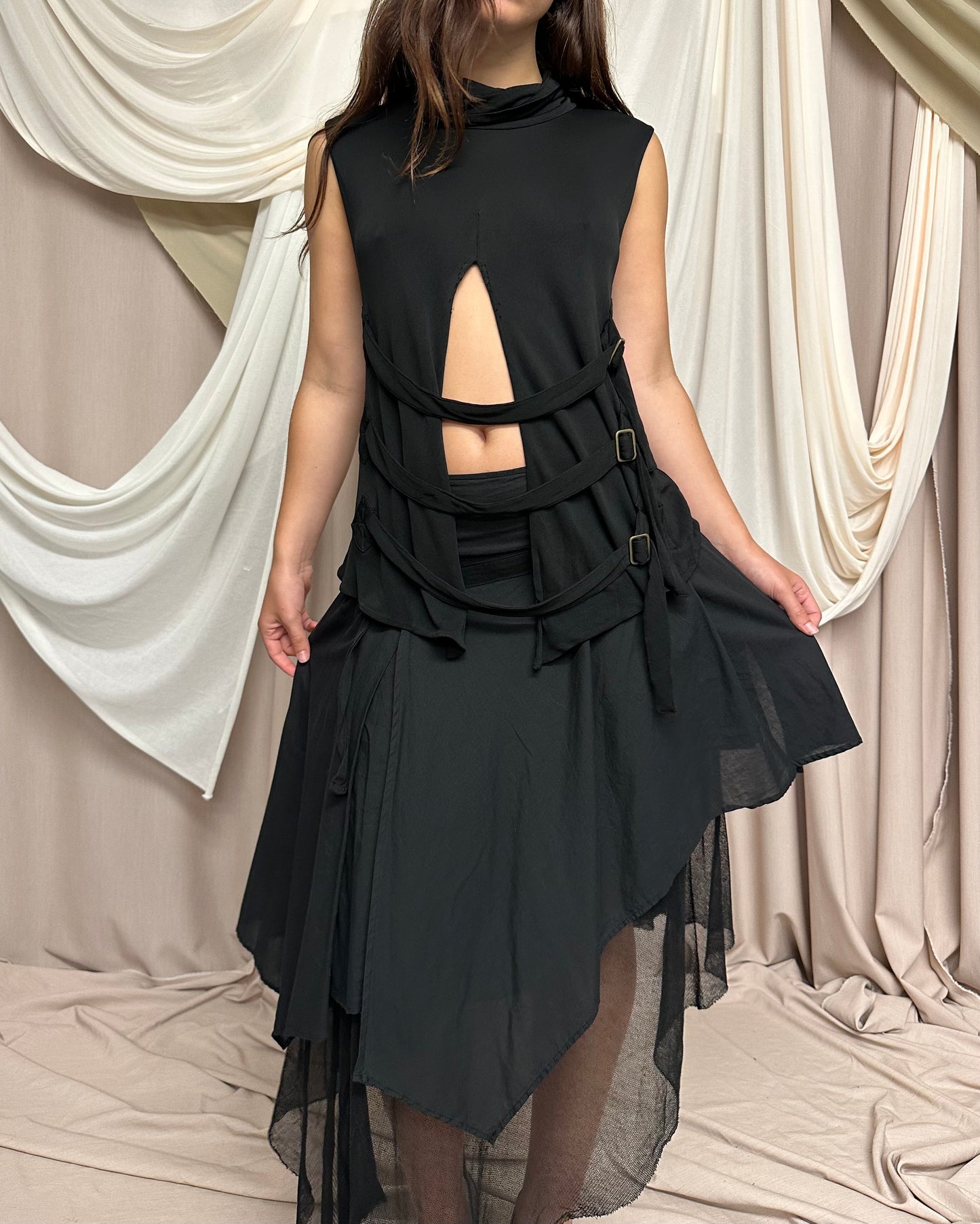 SPLIT FRONT TURTLENECK WITH UTILITY STRAPS by Jean Paul Gaultier