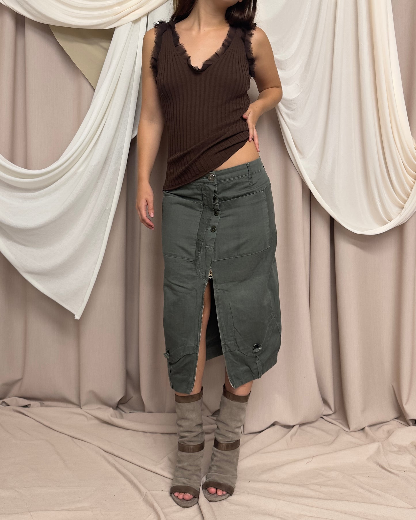 AVANT GARDE MILITARY PENCIL SKIRT by Marithé + François Girbaud
