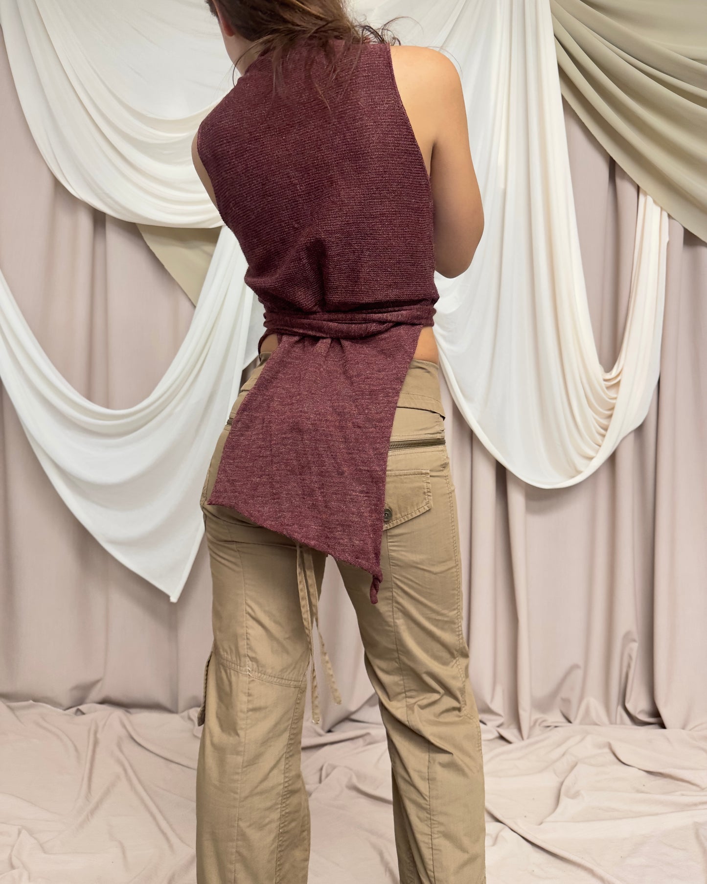MODULAR SEMI SHEER KNIT WRAP TOP by Sarah Pacini