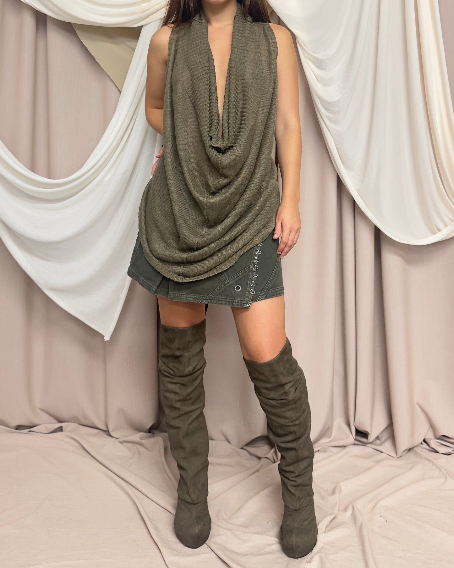 SEMI SHEER SLOUCHY TUNIC WITH COWL NECK by Isabel Benenato