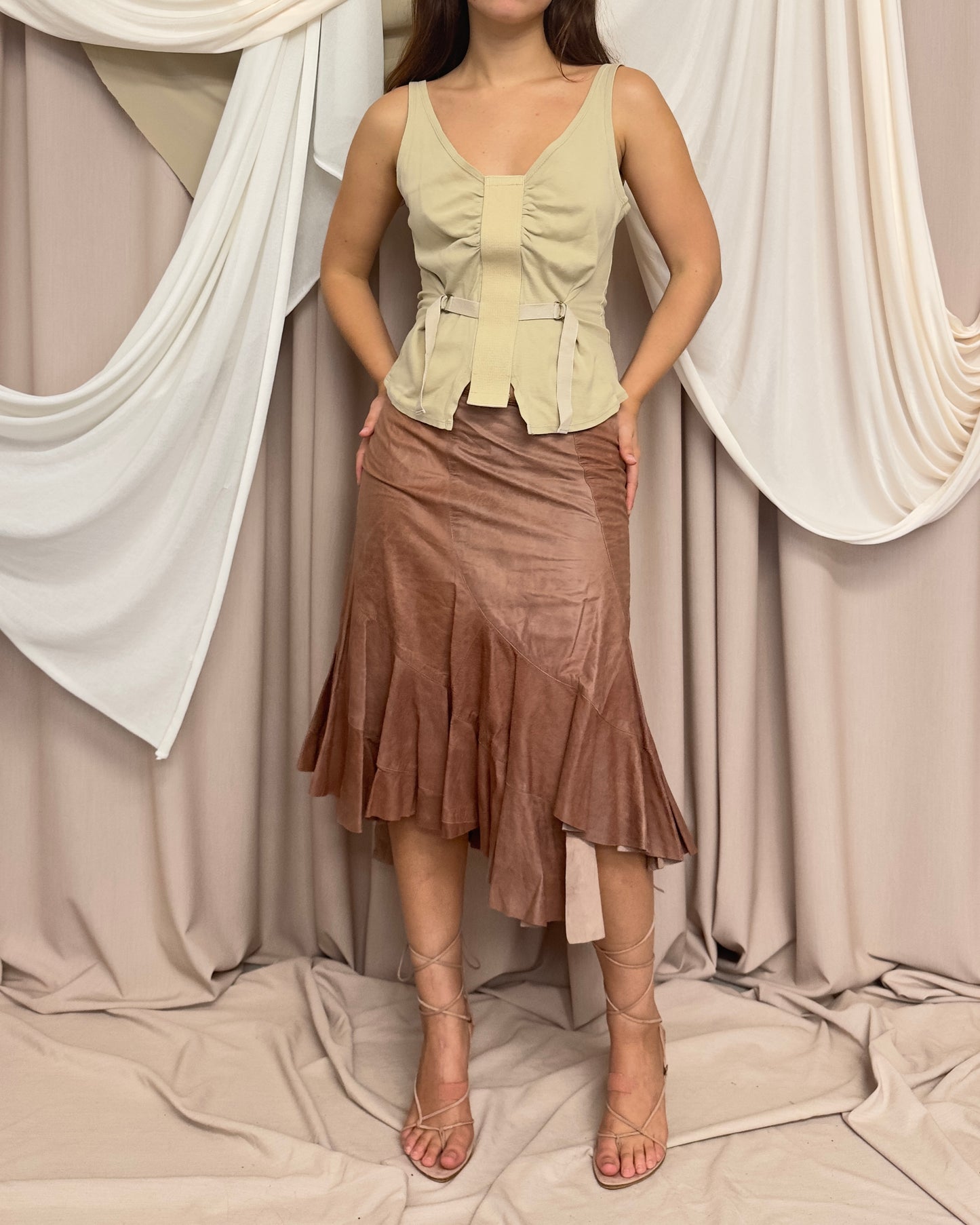 SOFT JERSEY CAMI WITH UTILITARIAN STRAPS