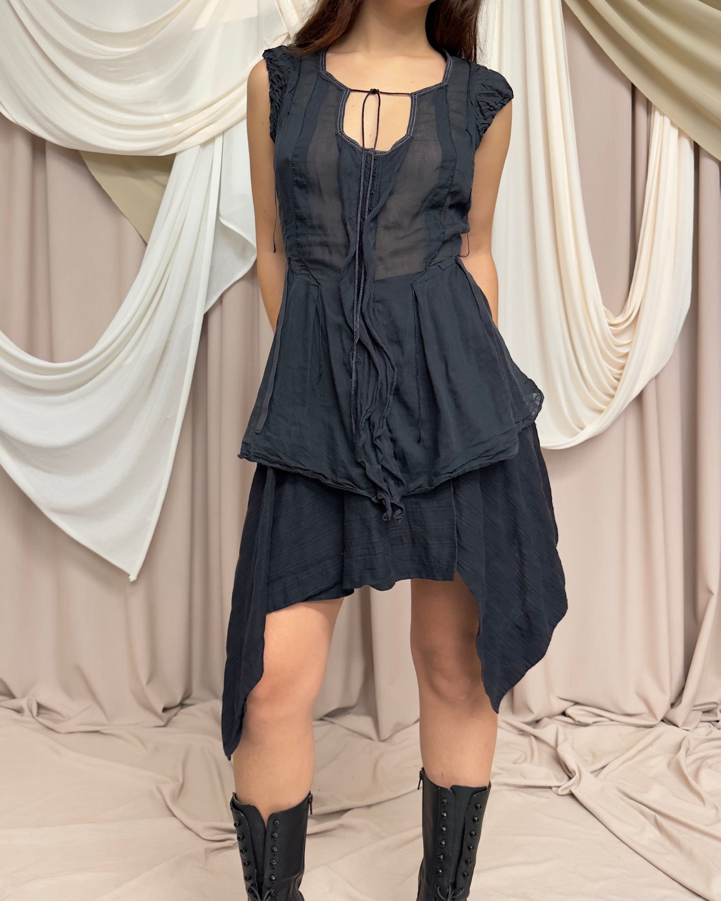 SEMI SHEER FLOATY BLOUSE WITH HOOK AND EYE CLOSURES by Marithé + François Girbaud