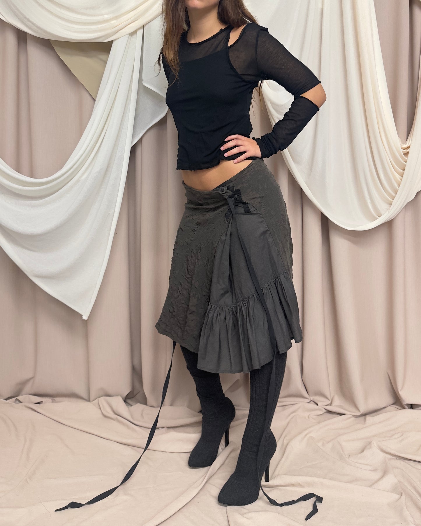 LAYERED SEMI SHEER LONG SLEEVE WITH DISTRESSED HEMS by Limi Feu