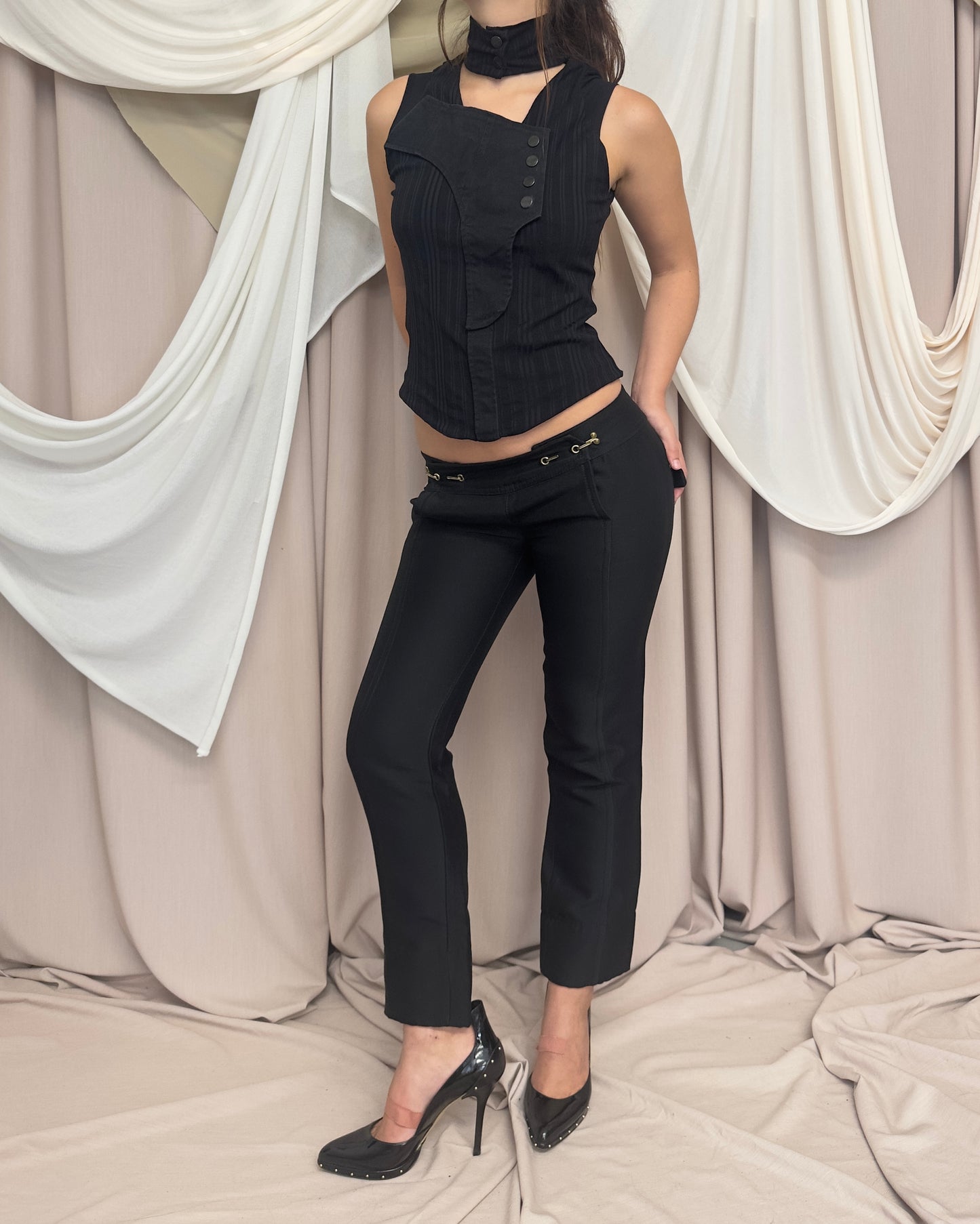 BLACK TROUSERS WITH HOOK AND EYE CLOSURES by Dsquared2