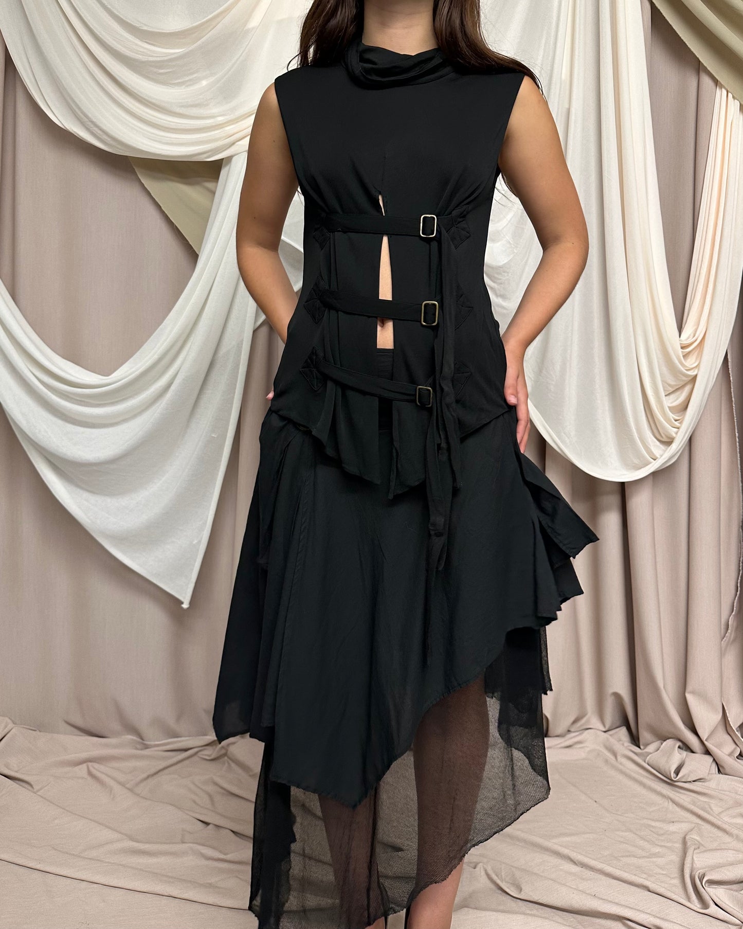 SPLIT FRONT TURTLENECK WITH UTILITY STRAPS by Jean Paul Gaultier