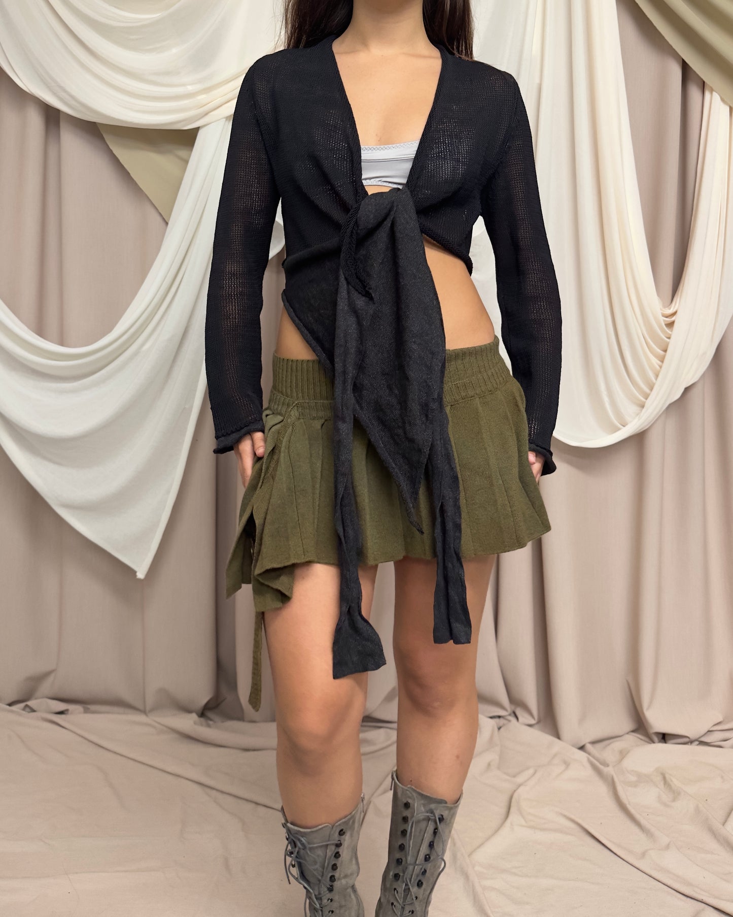MODULAR WRAP CARDIGAN WITH POINTED ASYMMETRICAL HEMS by Sarah Pacini