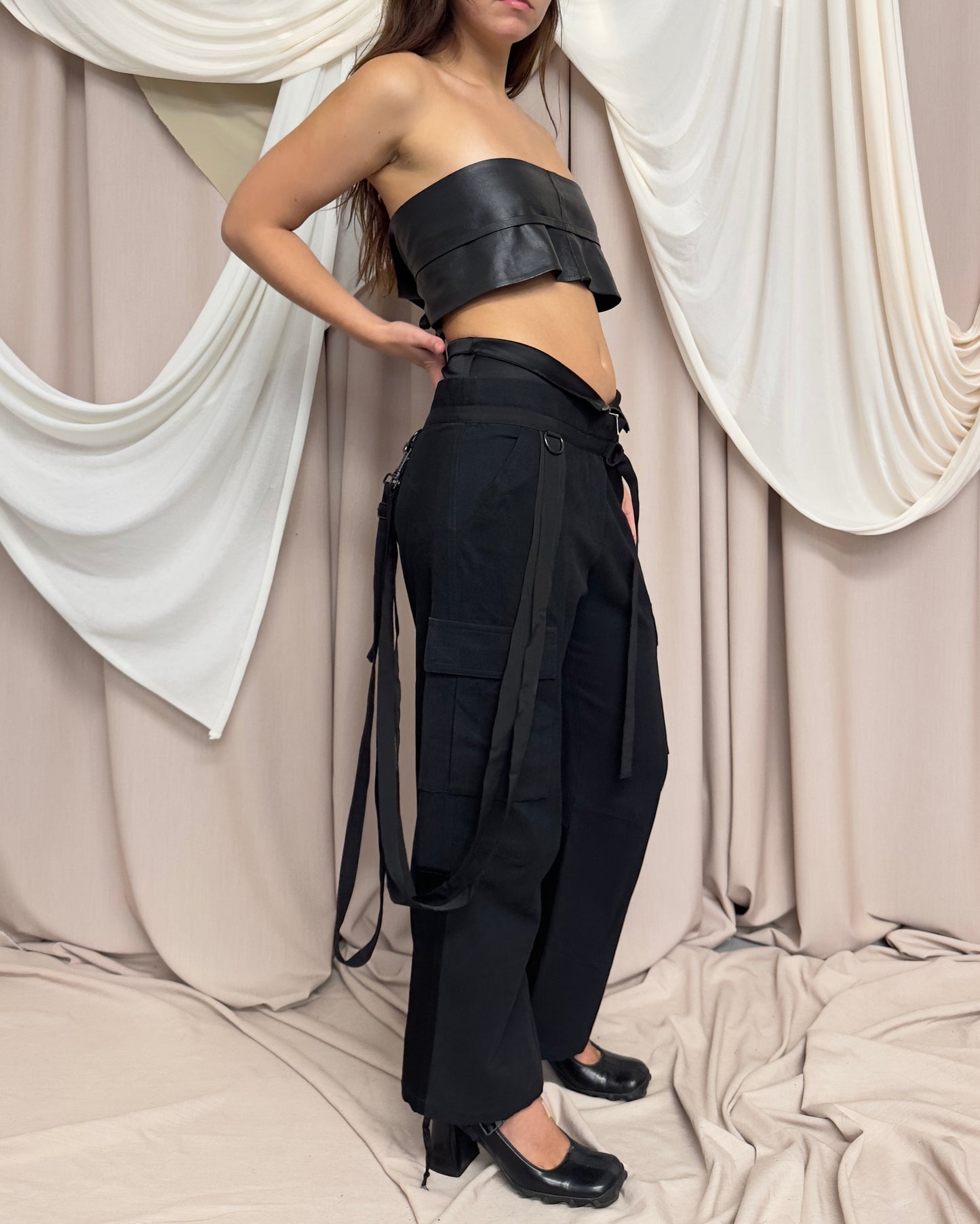 STRAIGHT LEG CARGO TROUSERS WITH UTILITY STRAPS by Plein Sud