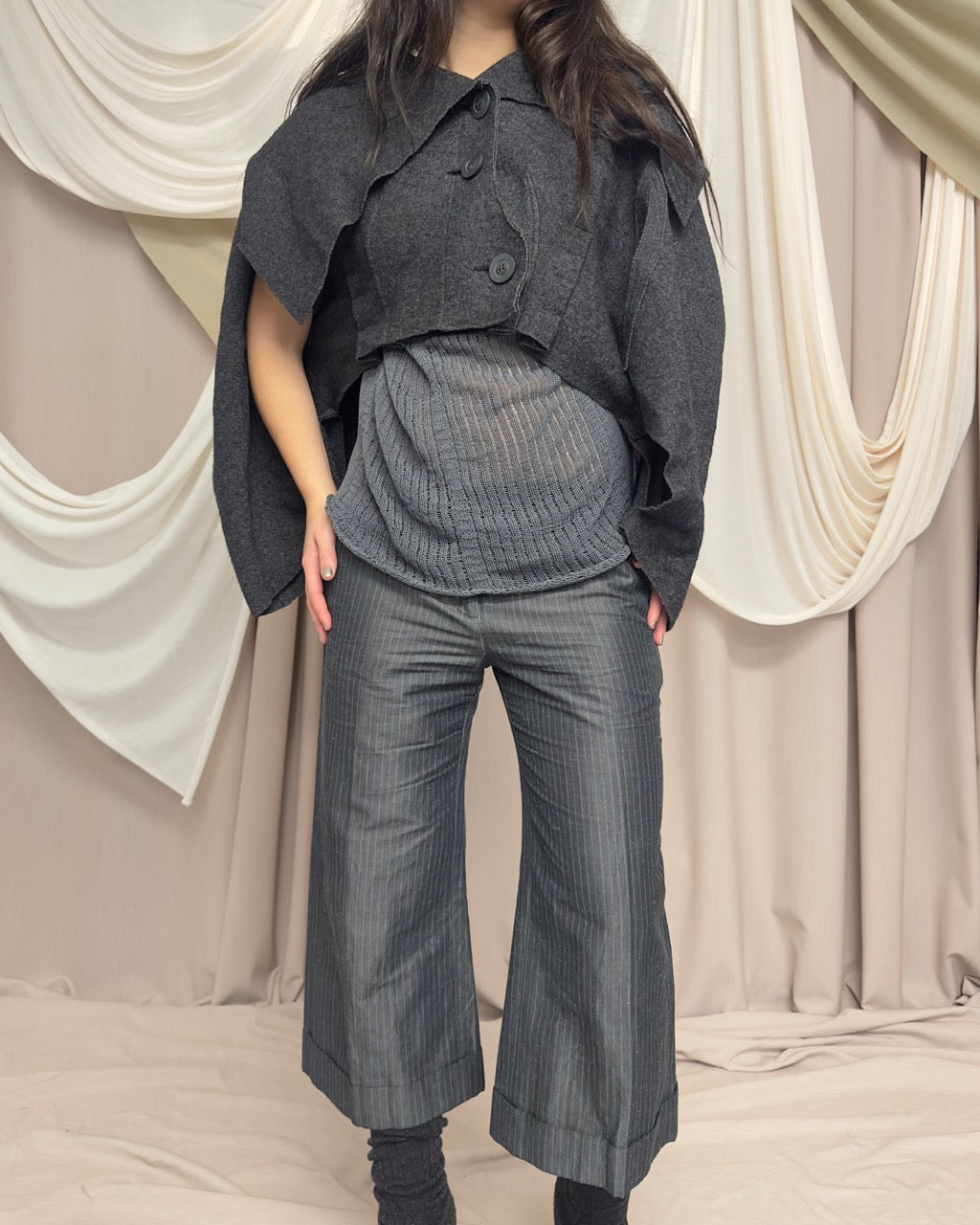 BOILED WOOL MODULAR CAPE JACKET by Iconoclast