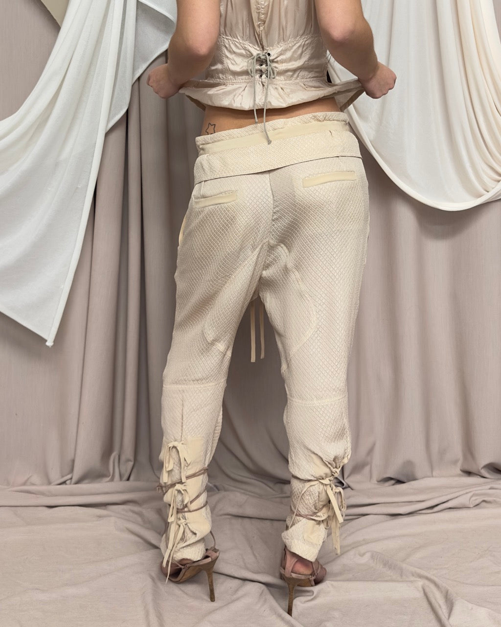 QUILTED EFFECT DROP CROTCH TROUSERS by Chloé