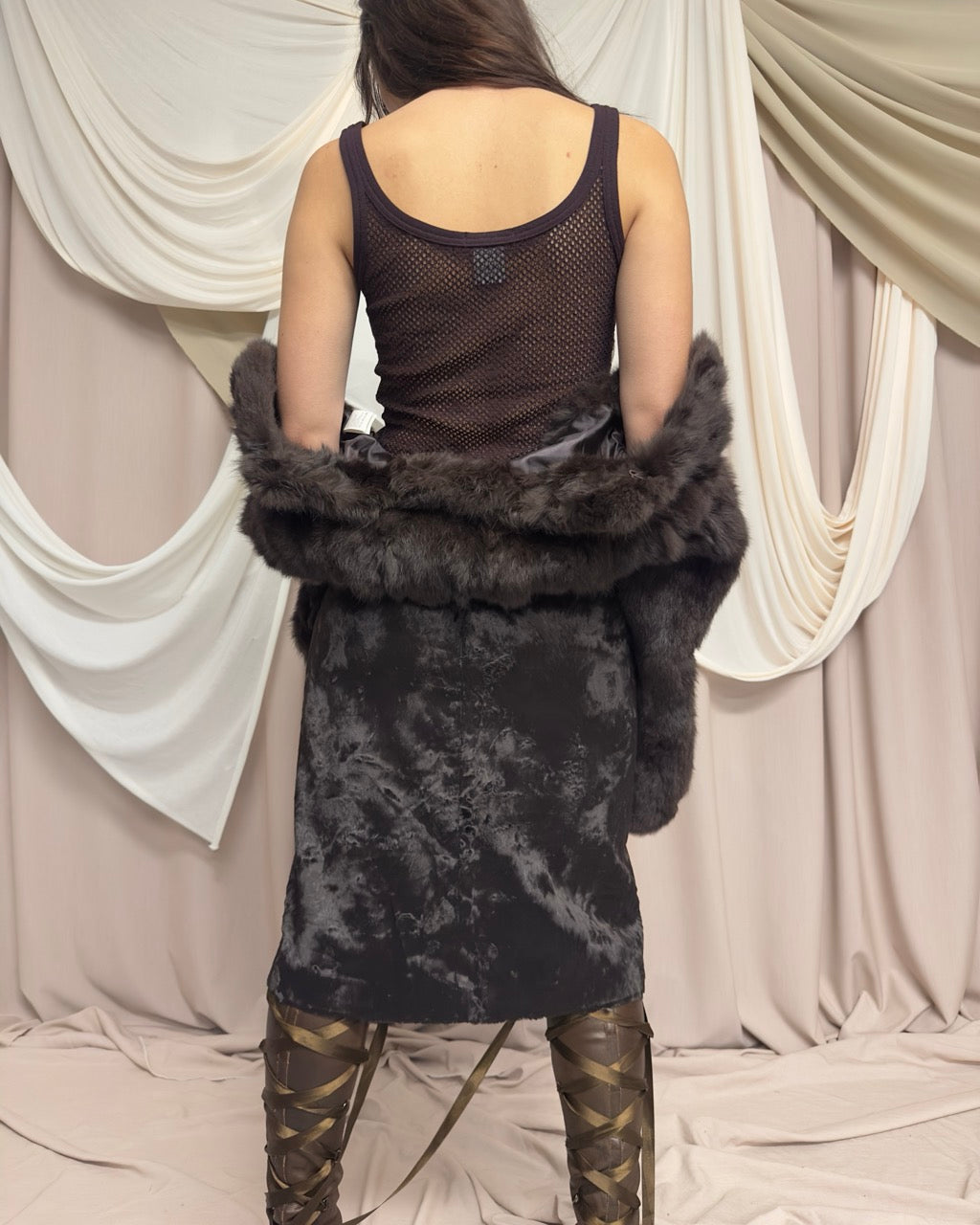 TANK TOP WITH SHEER NET PANEL by Marithé + François Girbaud