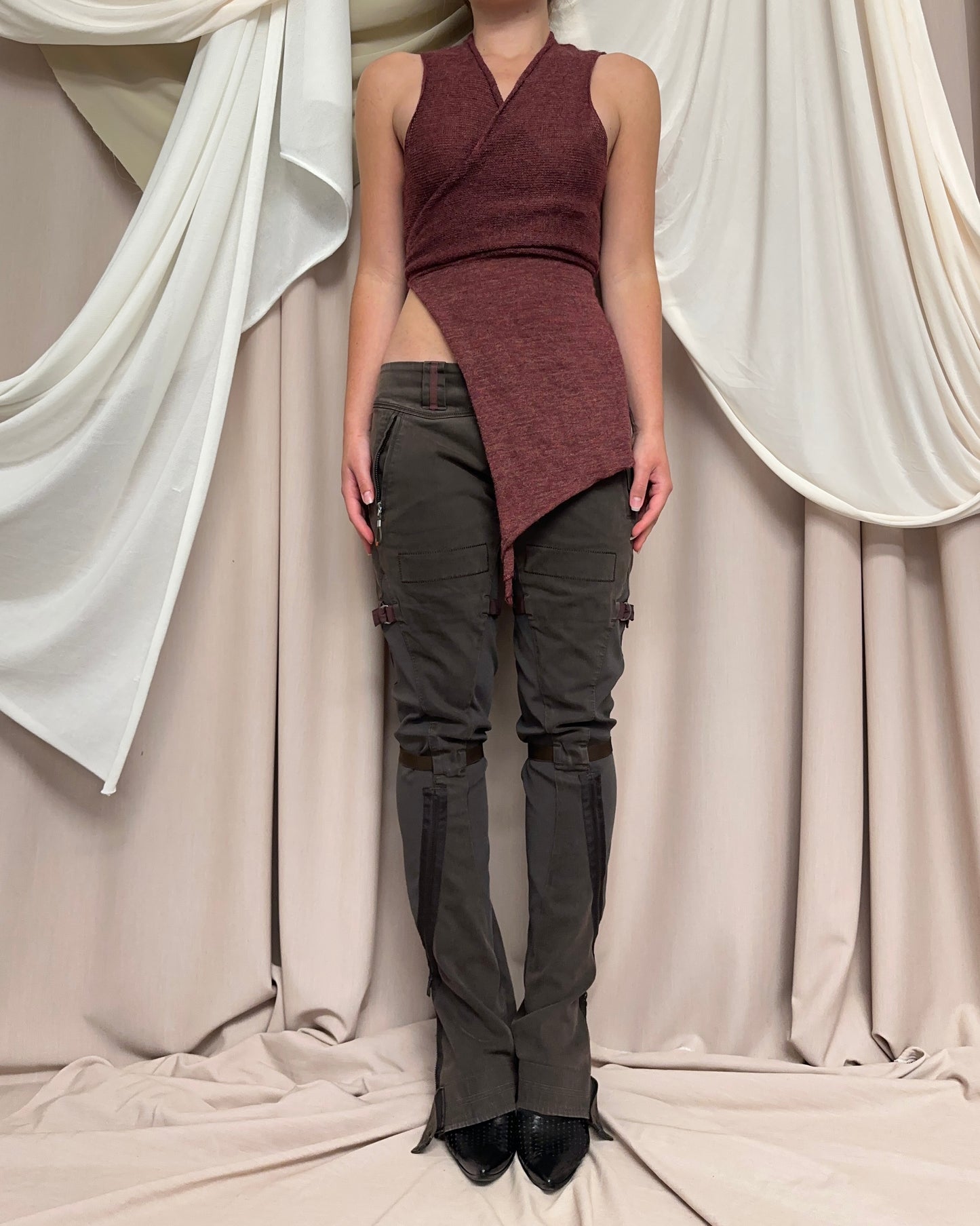 MODULAR SEMI SHEER KNIT WRAP TOP by Sarah Pacini