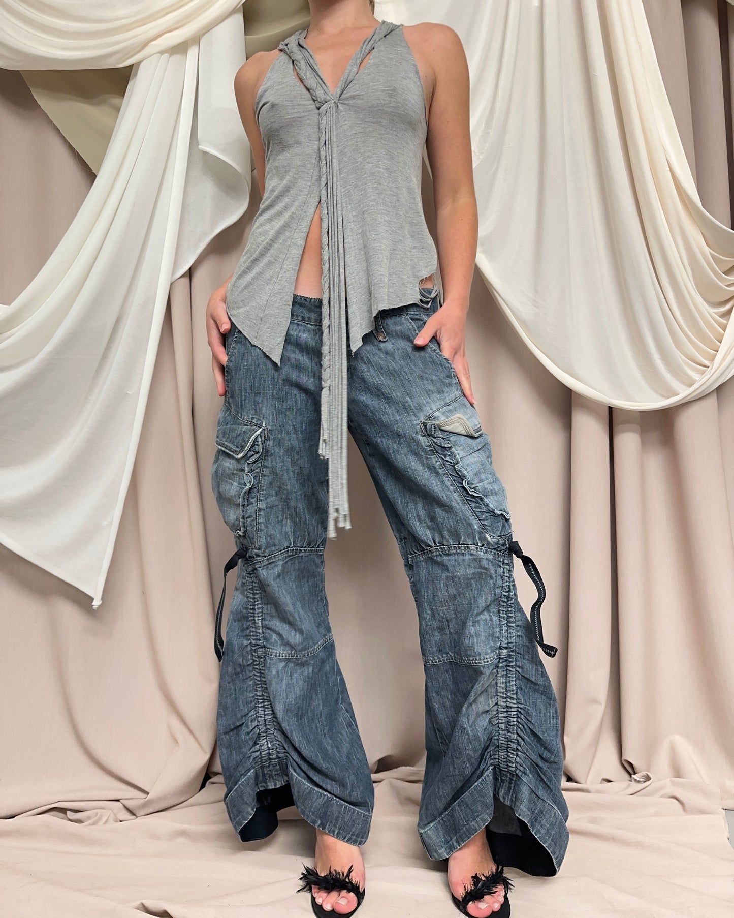 GREY JERSEY ROPE TANK TOP