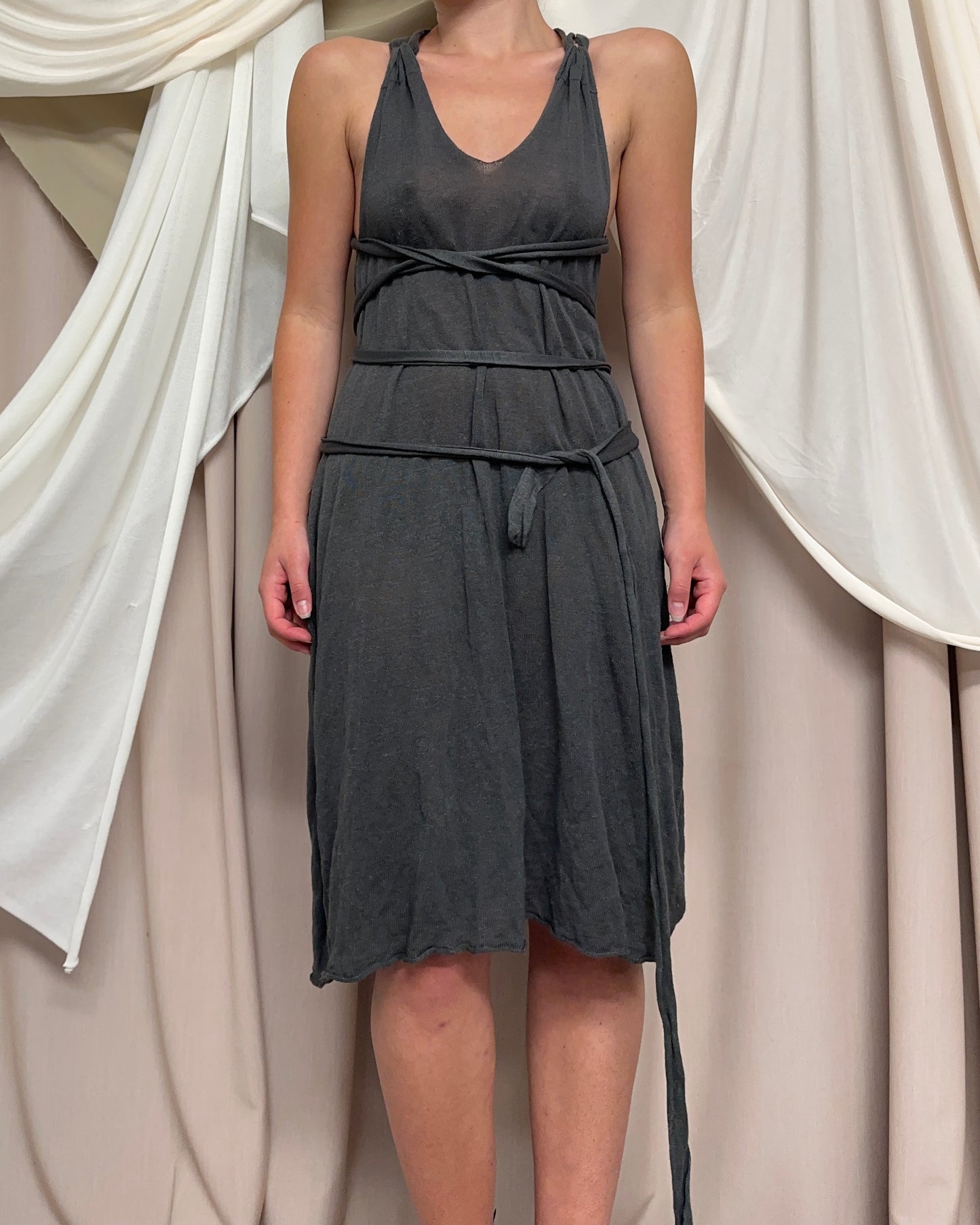 SLOUCHY KNIT DRESS WITH LONG WRAP AROUND STRAPS by Sarah Pacini