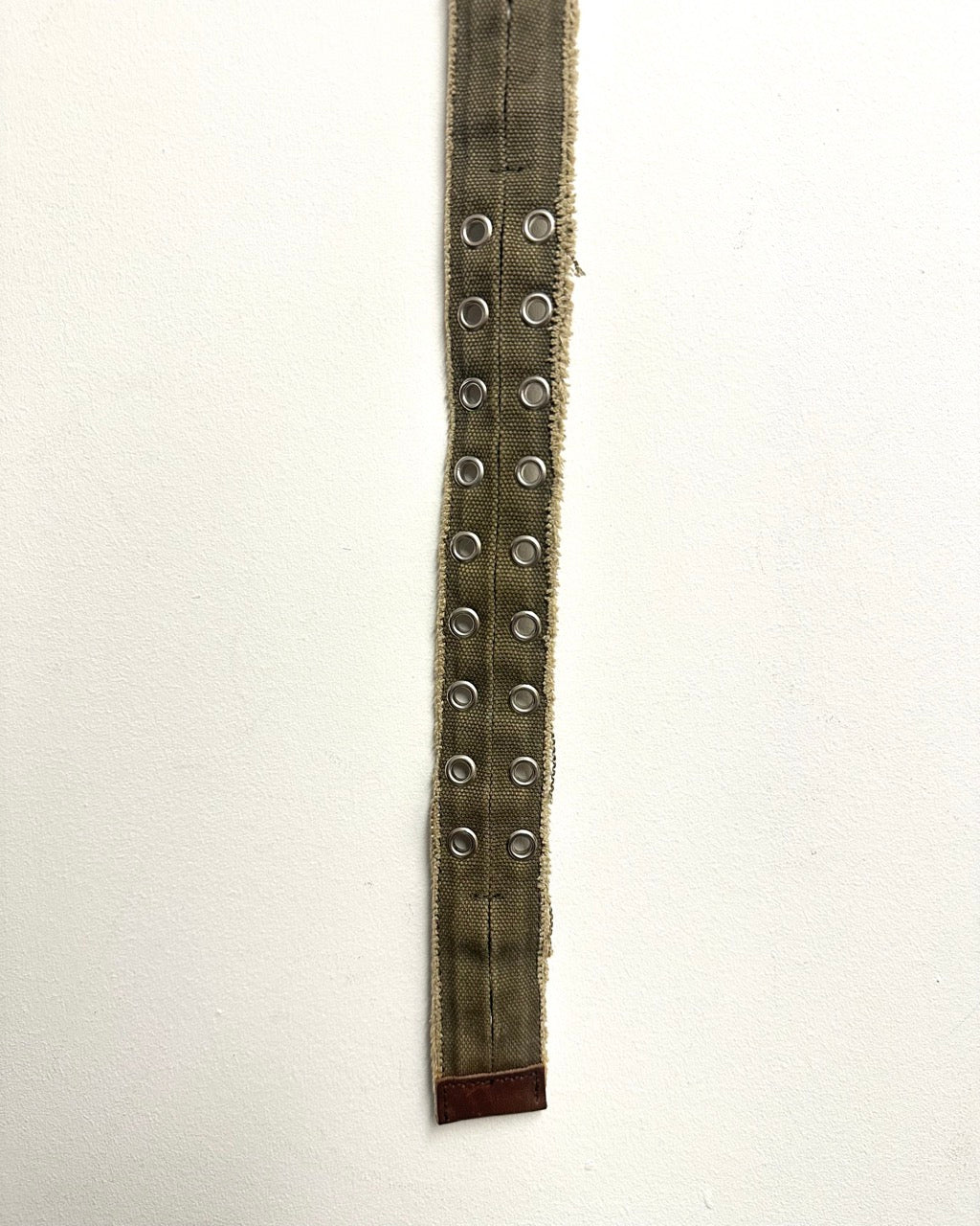 STUDDED KHAKI CANVAS BELT by Marithé + François Girbaud
