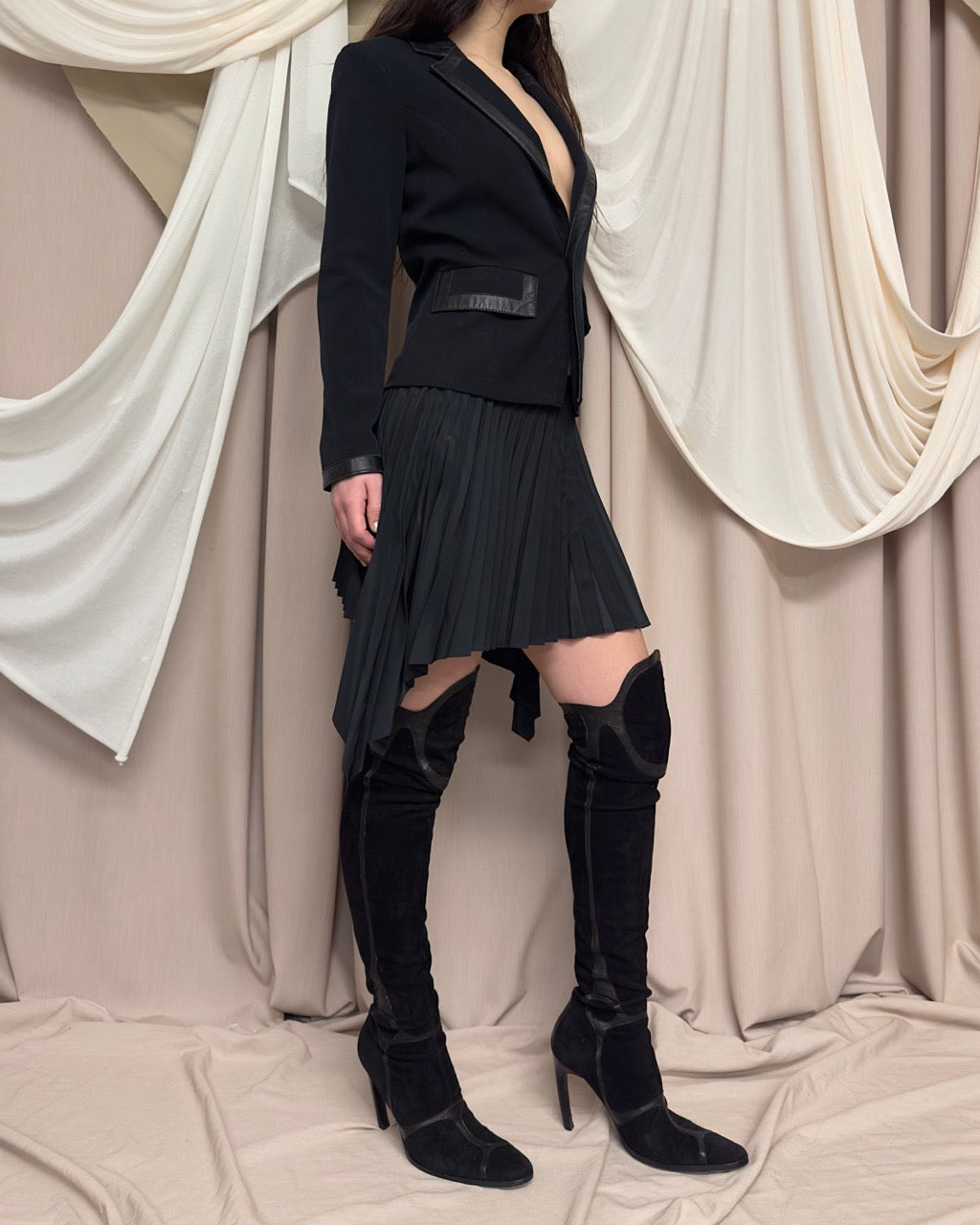 BLAZER WITH LEATHER TRIM BY DIRK BIKKEMBERGS