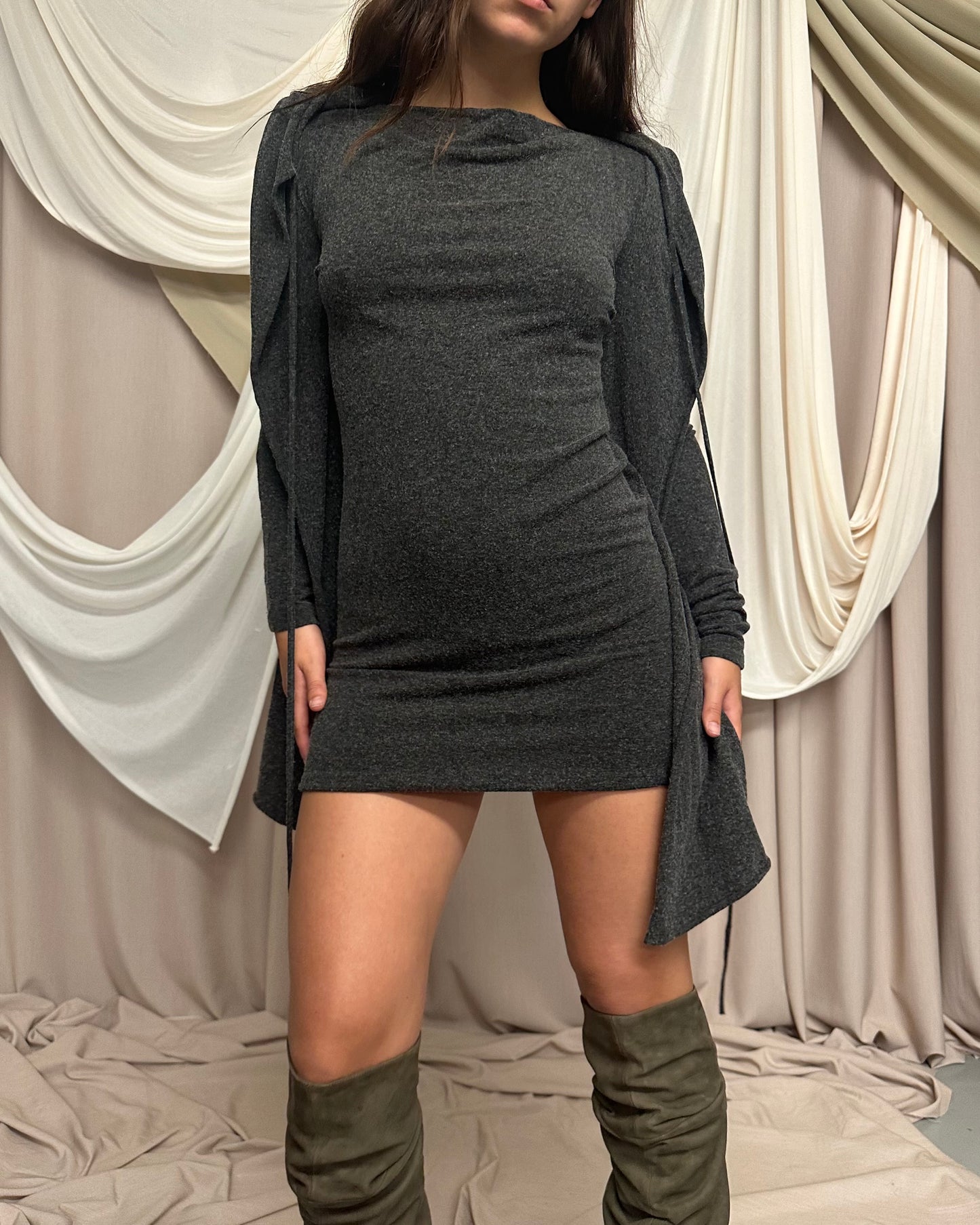 WOOL BLEND DRESS WITH HOODED CAPE by Plein Sud