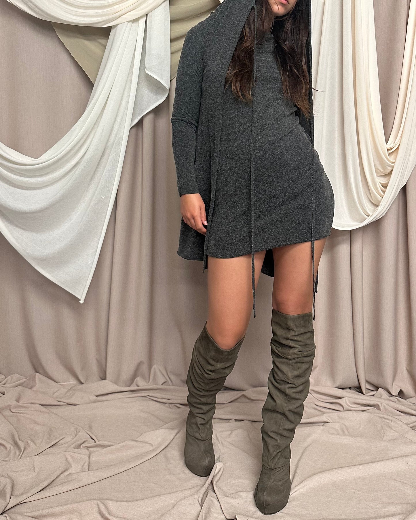 WOOL BLEND DRESS WITH HOODED CAPE by Plein Sud