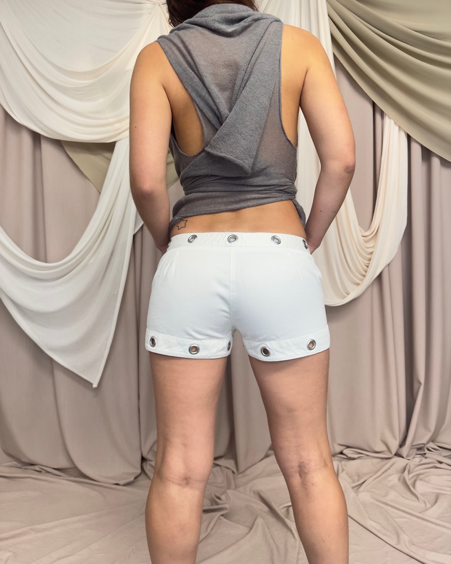 GREY WOOL SEMI SHEER WRAP VEST by Sarah Pacini
