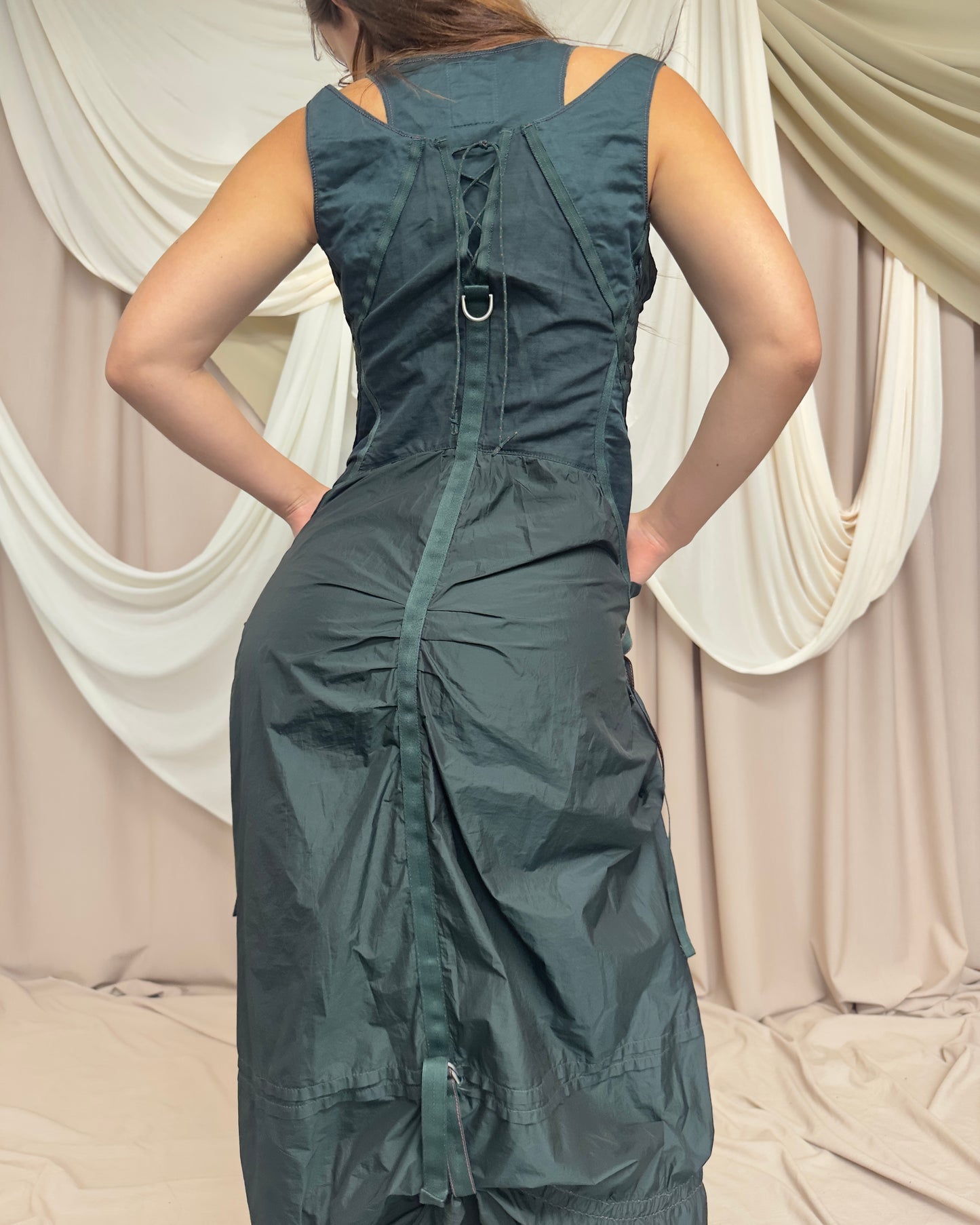 PARACHUTE STYLE MAXI DRESS WITH UTILITARIAN DETAIL by Marithé + François Girbaud
