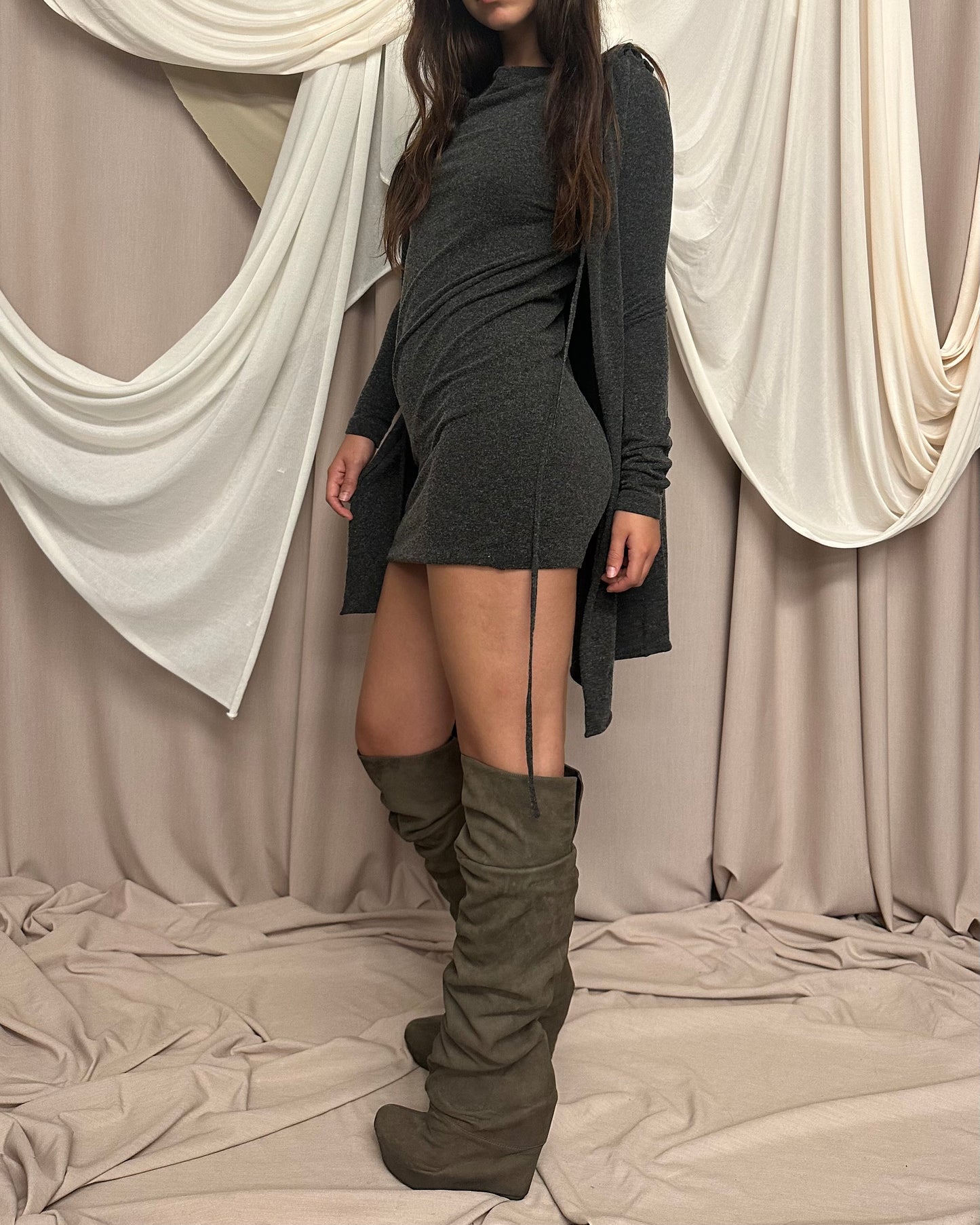 WOOL BLEND DRESS WITH HOODED CAPE by Plein Sud