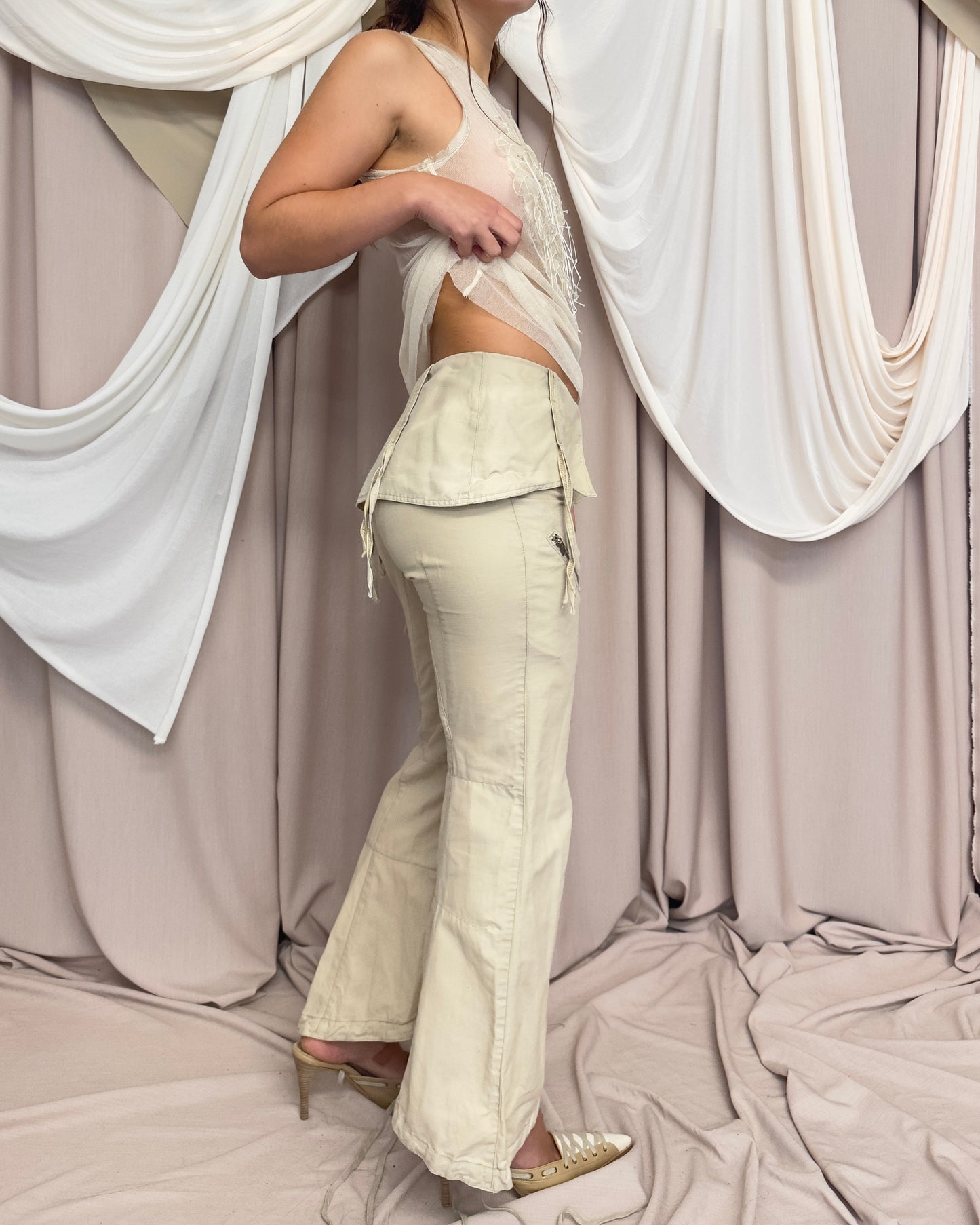 WIDE LEG CARGO TROUSERS WITH OVERSKIRT DETAIL by Iconoclast