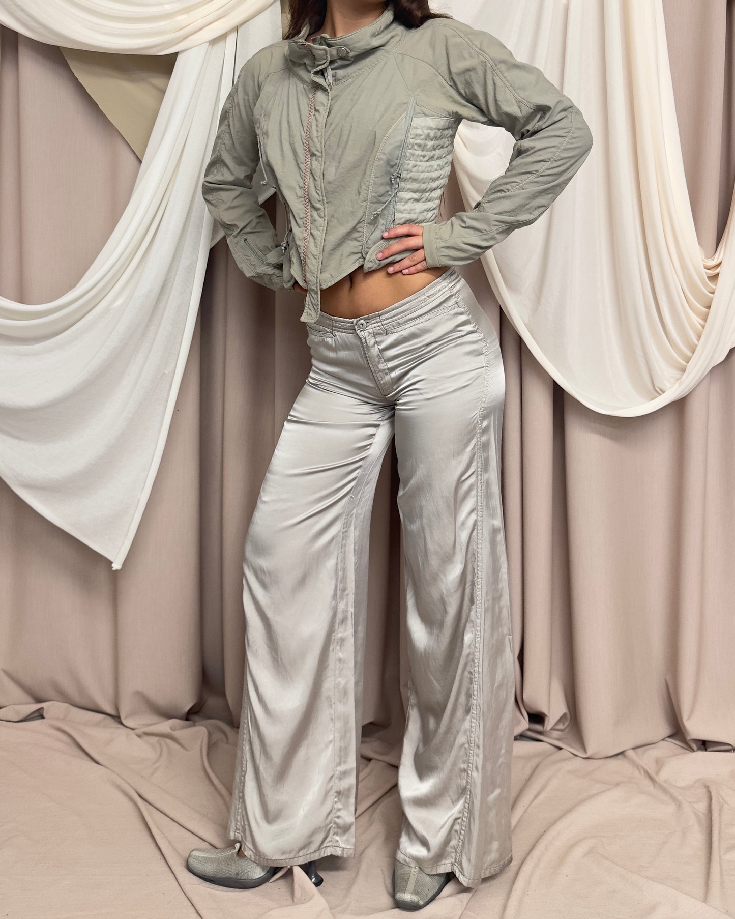 WIDE LEG TROUSERS IN SMOOTH SILKY FLUID FABRIC by Marithé + François Girbaud