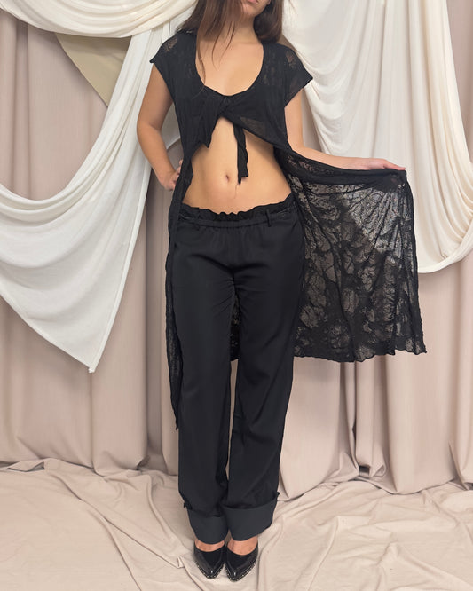 TEXTURED KNIT WRAP STYLE CARDIGAN WITH ASYMMETRICAL HEMS by Sarah Pacini