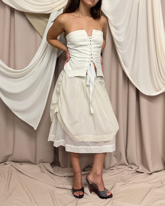 LACE FRONT BUSTIER AND RUCHED LAYERED SKIRT by Cop Copine