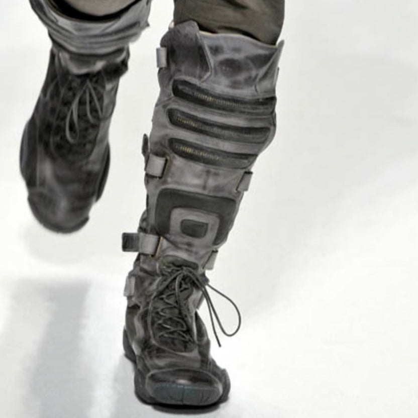 ARCHIVE FW2008 PATENT LEATHER SPLIT SOLE BOXING BOOTS by Marithé + François Girbaud