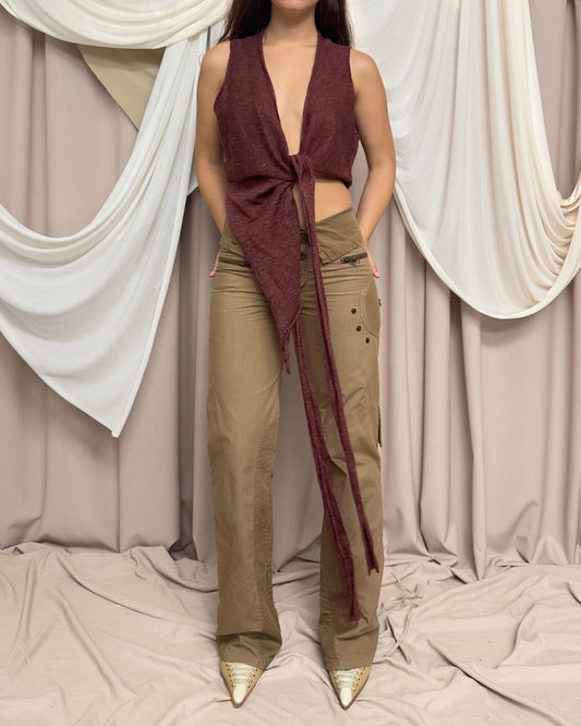 MODULAR SEMI SHEER KNIT WRAP TOP by Sarah Pacini