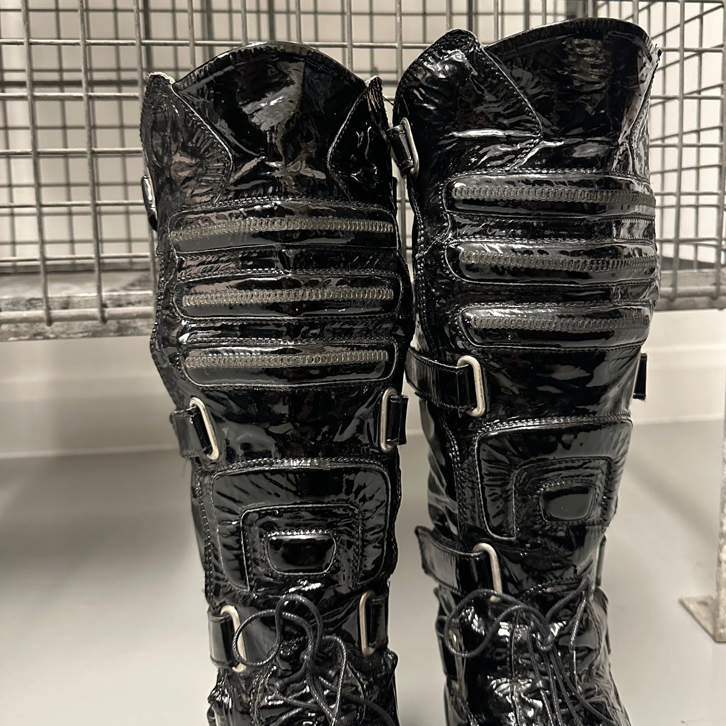 ARCHIVE FW2008 PATENT LEATHER SPLIT SOLE BOXING BOOTS by Marithé + François Girbaud