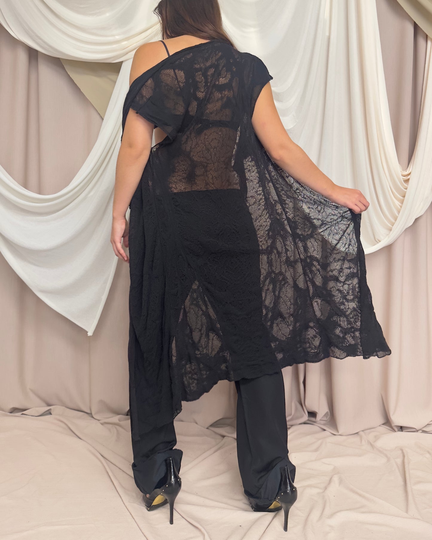 TEXTURED KNIT WRAP STYLE CARDIGAN WITH ASYMMETRICAL HEMS by Sarah Pacini