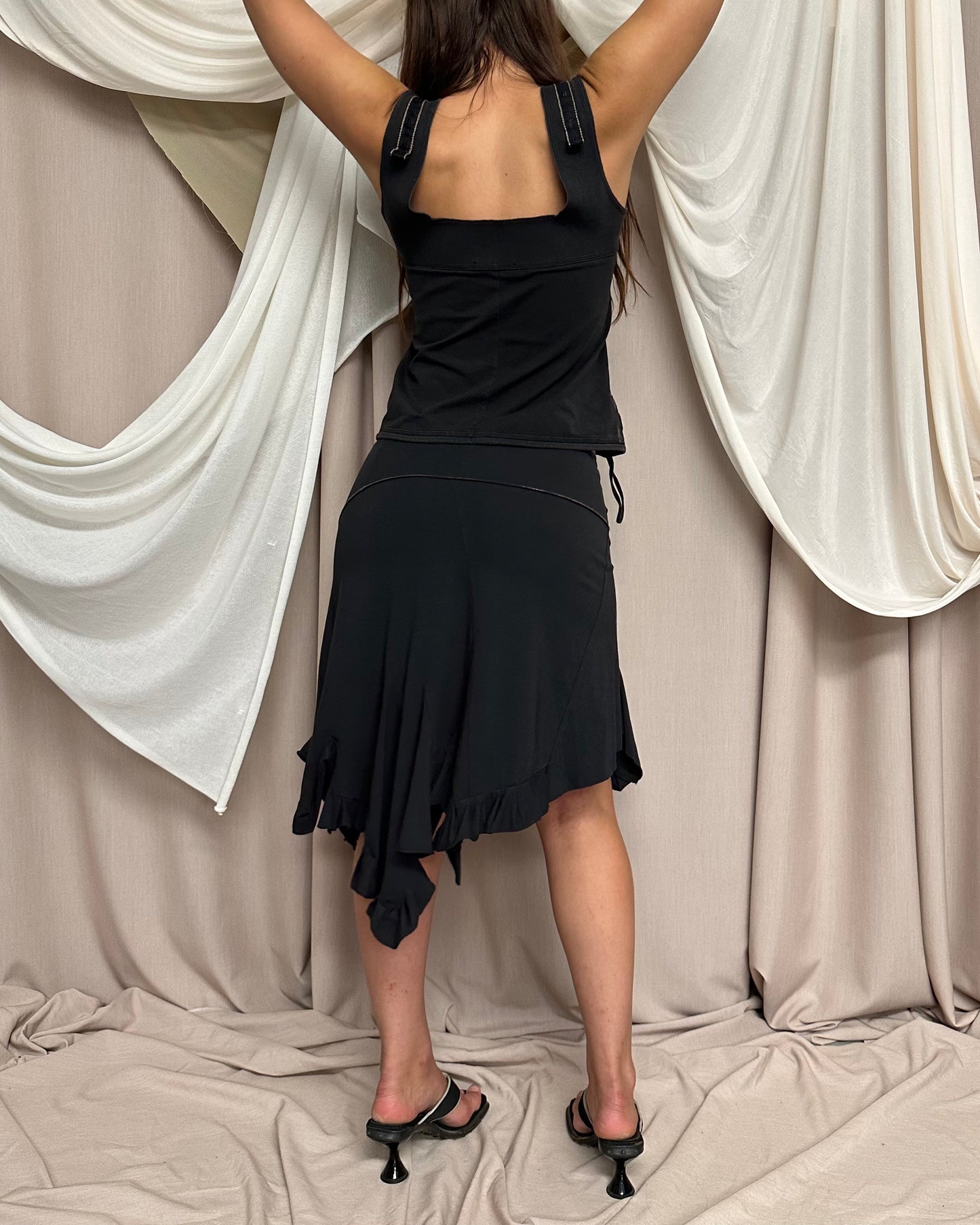 JERSEY SQUARE NECK UTILITARIAN VEST by Marithé + François Girbaud