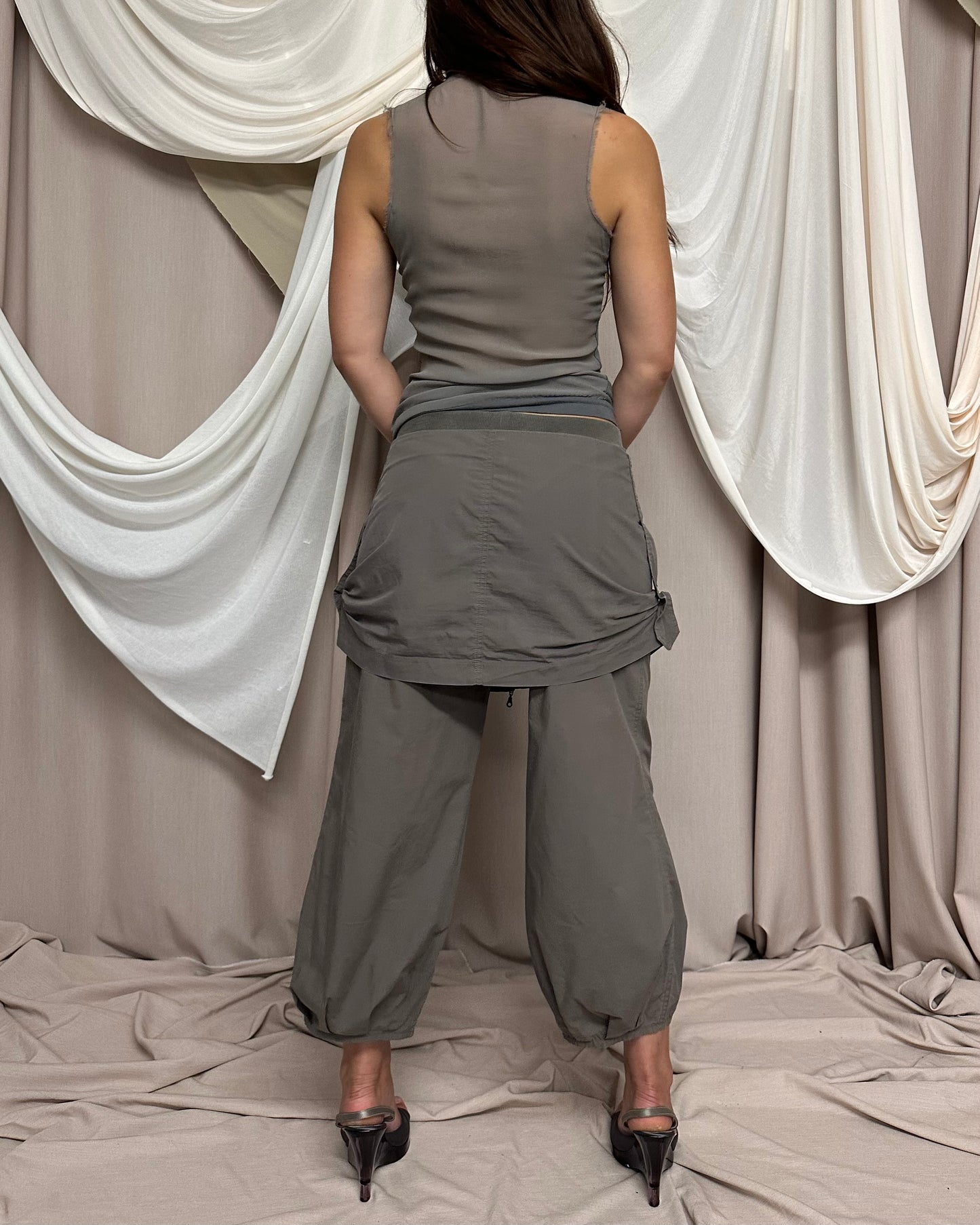 COTTON CAPRI WITH ZIP FRONT UTILITARIAN OVERSKIRT by Cop Copine