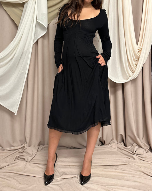 SLOUCHY JERSEY DRESS WITH SILK TRIM AND DRAPED DETAIL by Marithé + François Girbaud
