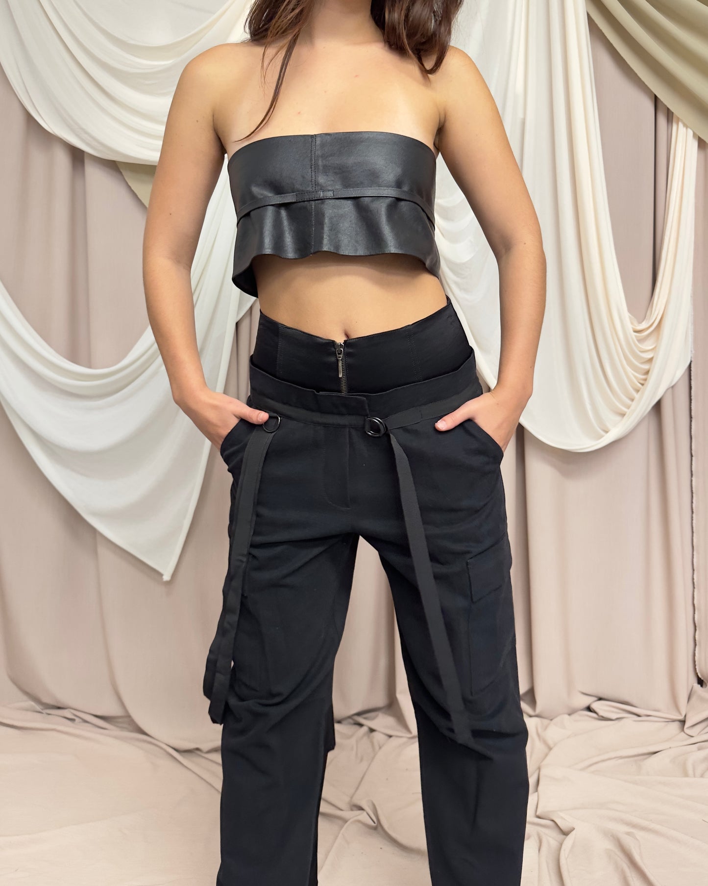 STRAIGHT LEG CARGO TROUSERS WITH UTILITY STRAPS by Plein Sud