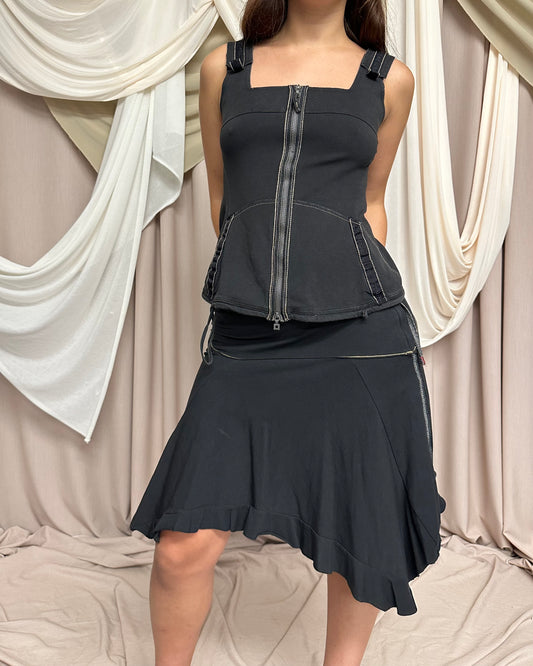 JERSEY SQUARE NECK UTILITARIAN VEST by Marithé + François Girbaud
