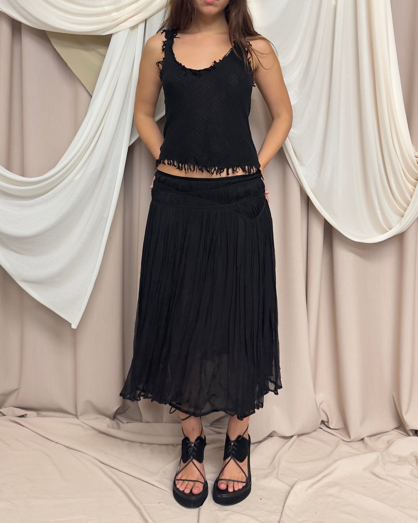 SEMI-SHEER MIDI SKIRT IN 100% SILK by Roberto Cavalli