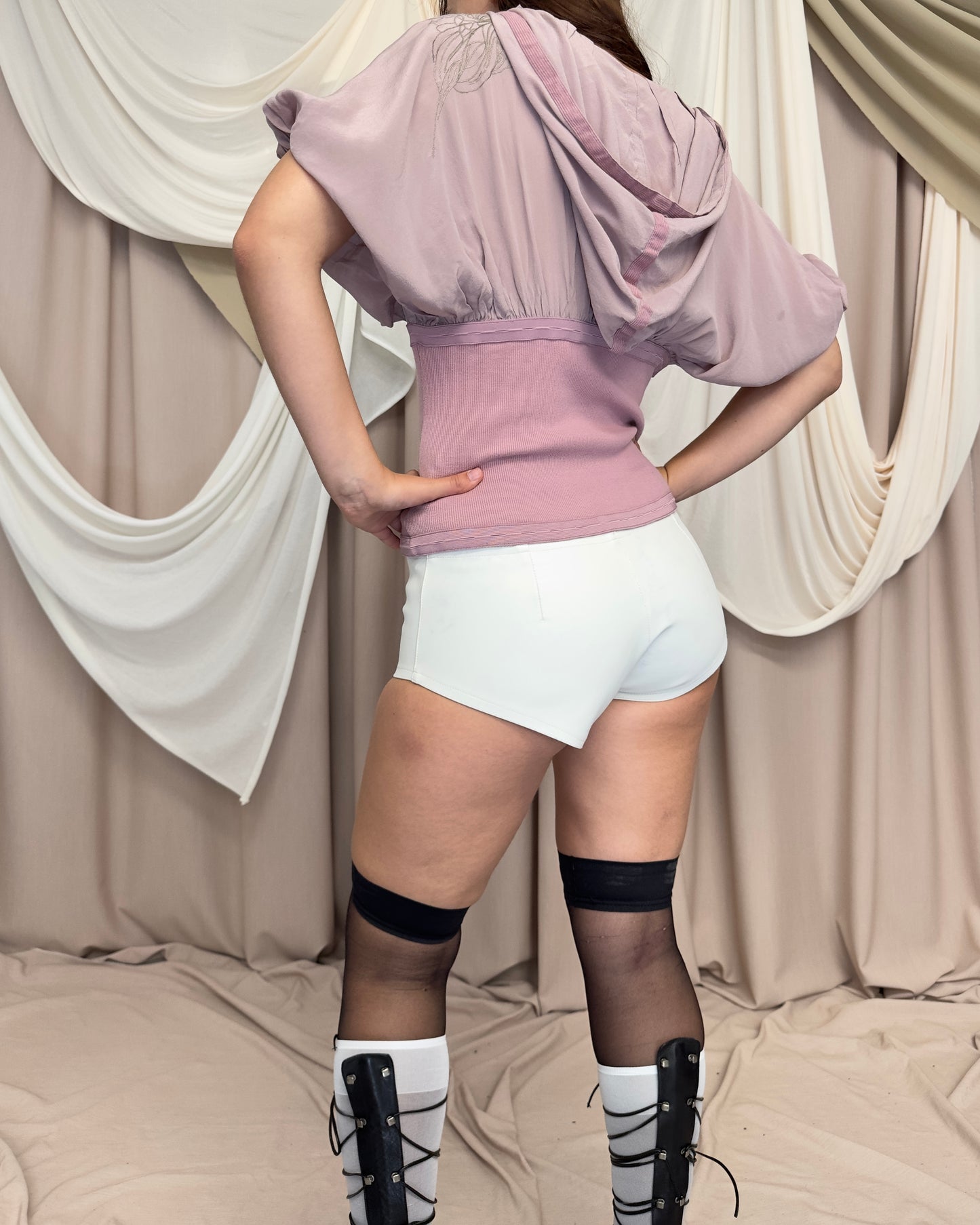 DUSTY PINK HOODED CORSET BLOUSE by Diesel