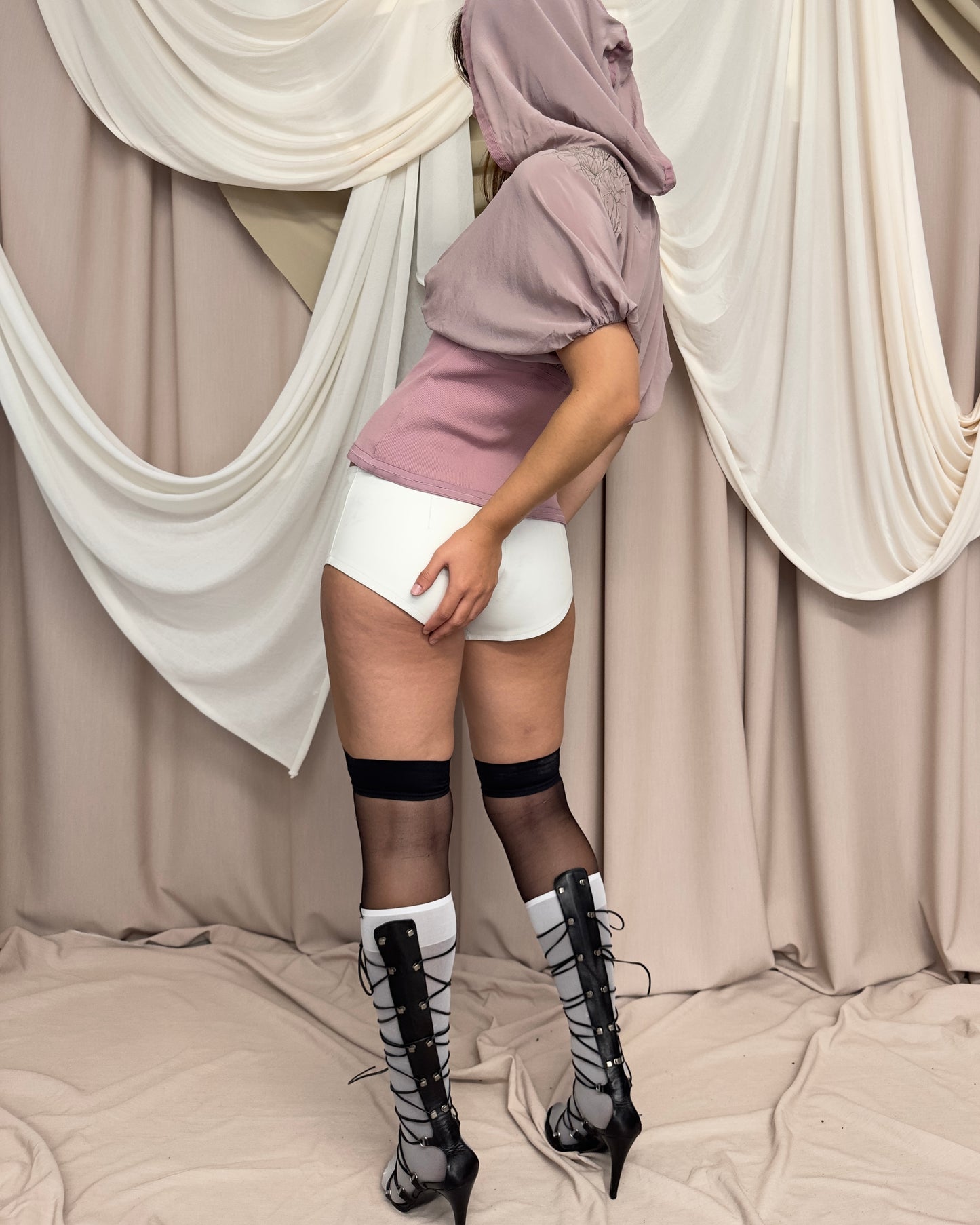DUSTY PINK HOODED CORSET BLOUSE by Diesel