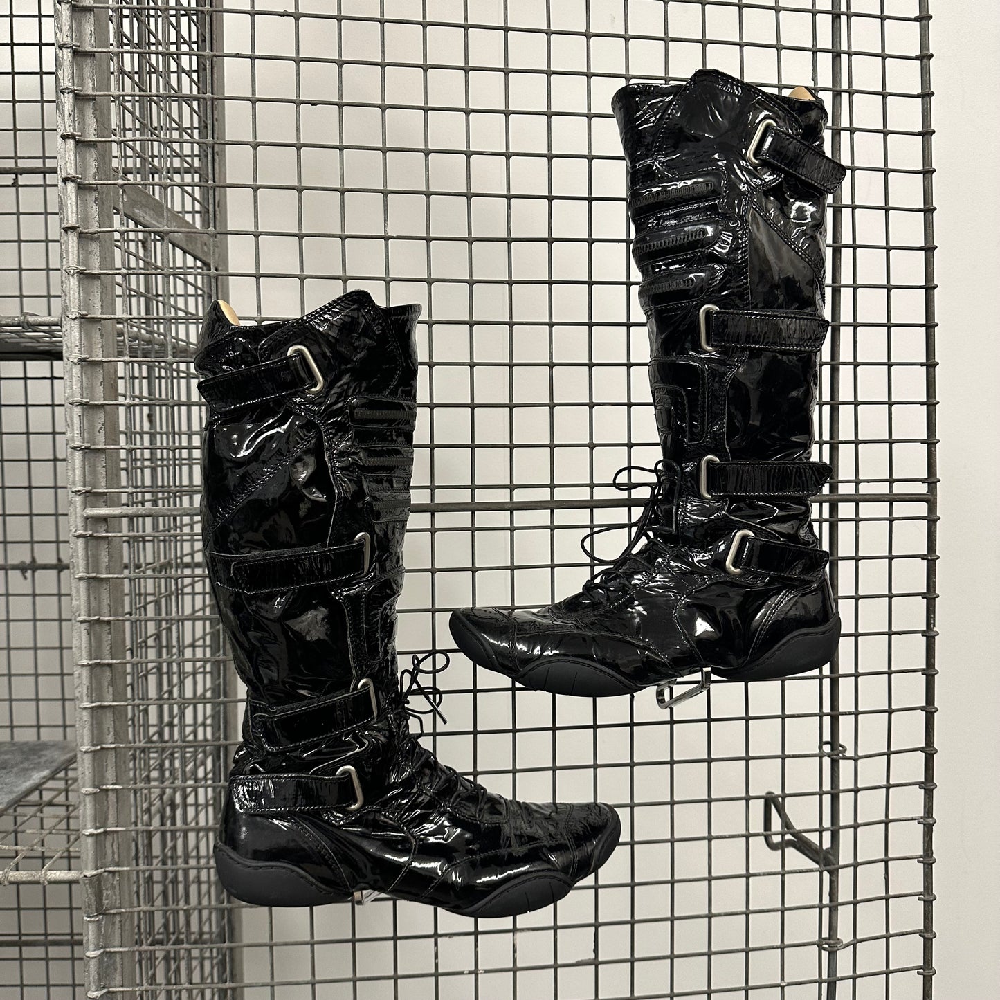 ARCHIVE FW2008 PATENT LEATHER SPLIT SOLE BOXING BOOTS by Marithé + François Girbaud