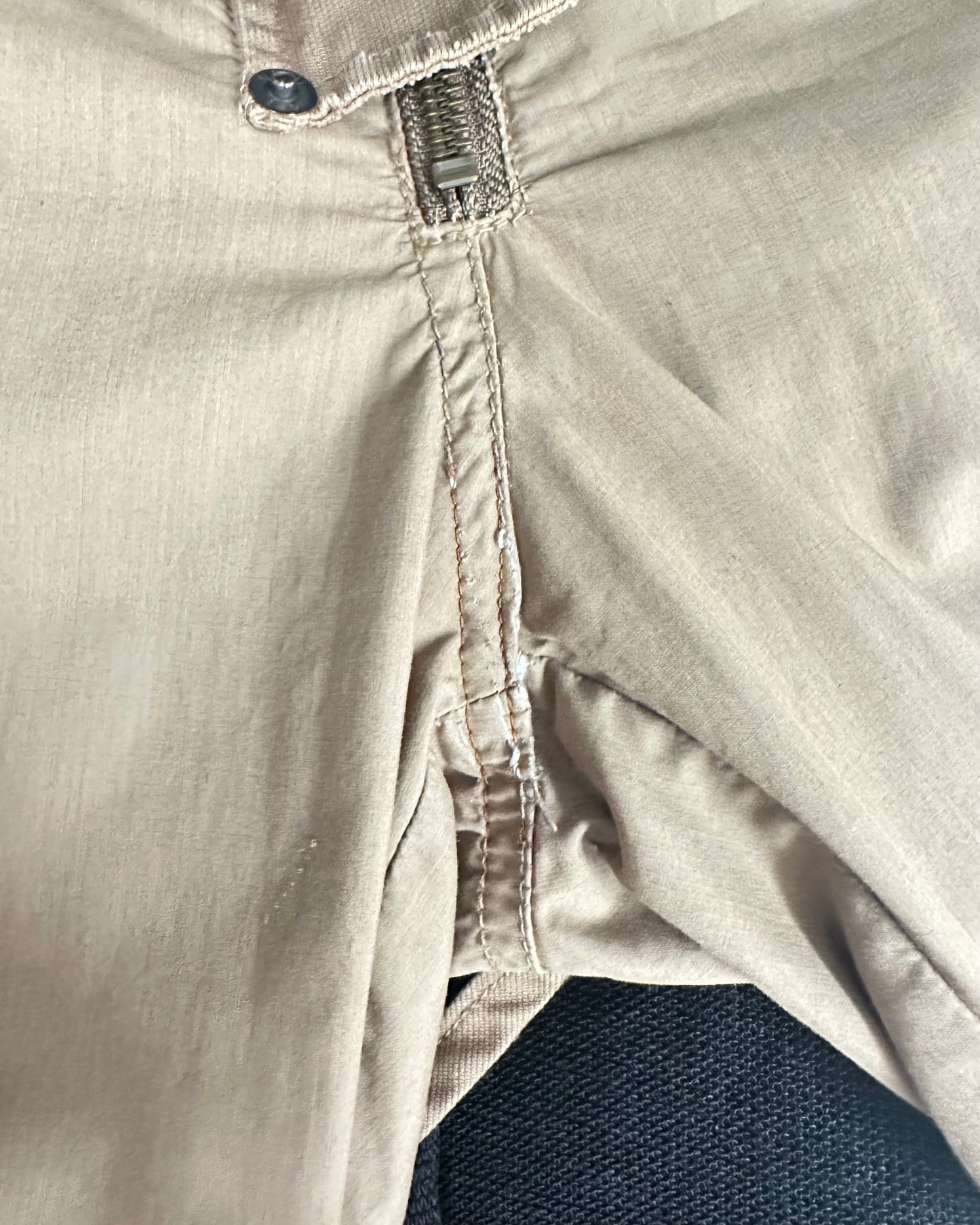 TAN STRAIGHT LEG TROUSERS WITH MILITARY STYLE DETAILS