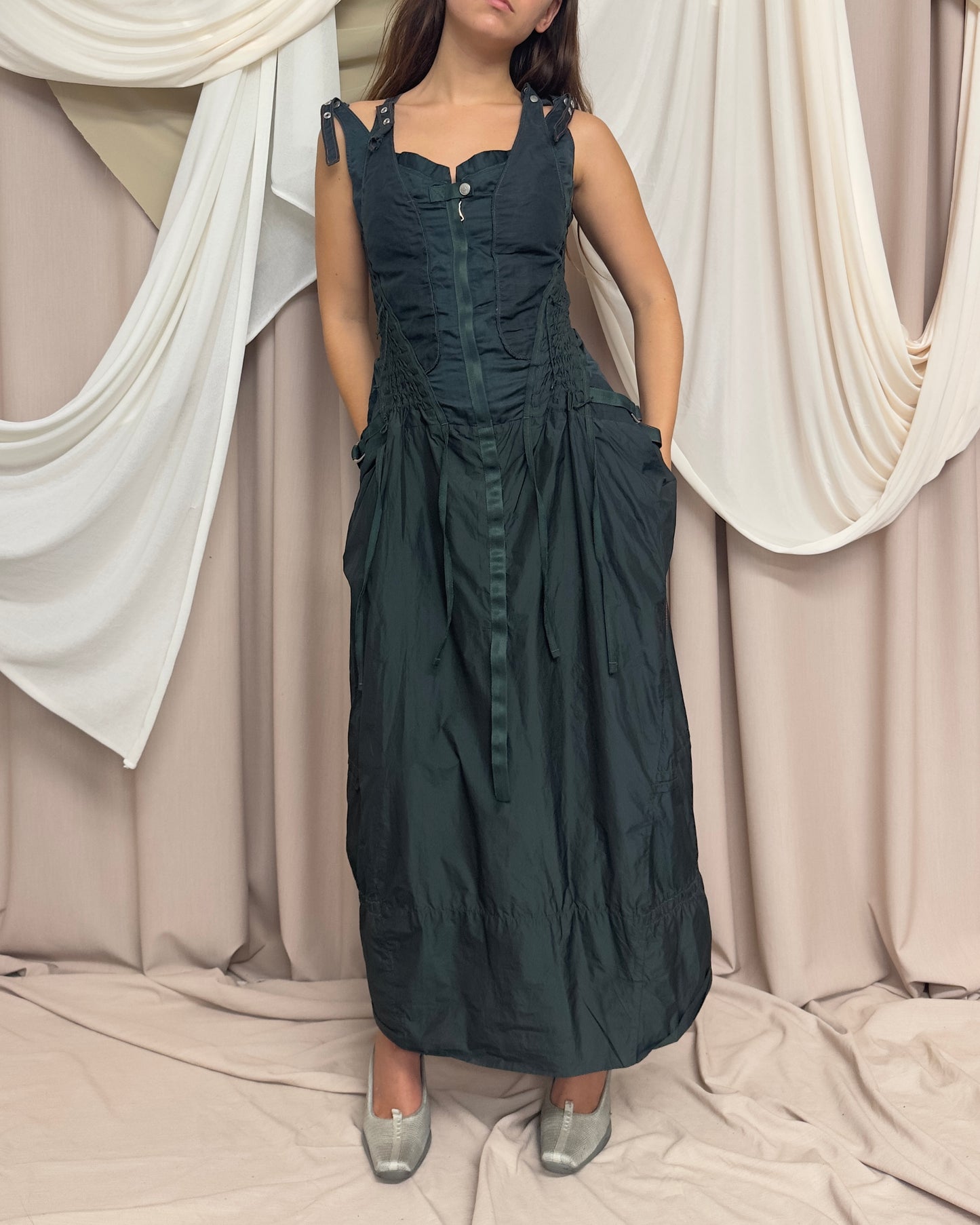 PARACHUTE STYLE MAXI DRESS WITH UTILITARIAN DETAIL by Marithé + François Girbaud