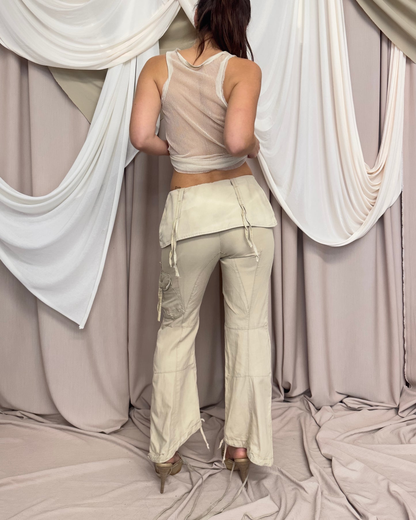WIDE LEG CARGO TROUSERS WITH OVERSKIRT DETAIL by Iconoclast