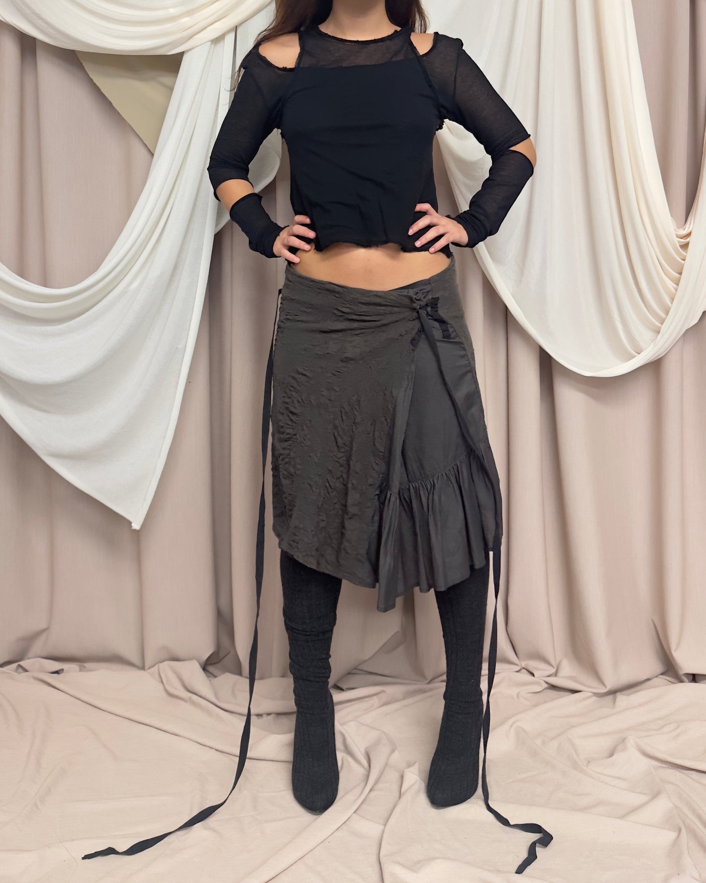 LAYERED SEMI SHEER LONG SLEEVE WITH DISTRESSED HEMS by Limi Feu