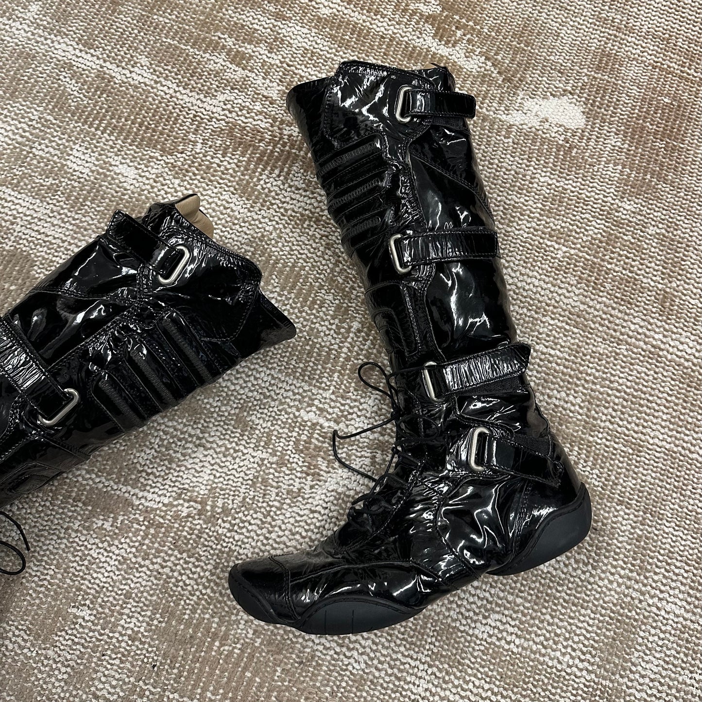 ARCHIVE FW2008 PATENT LEATHER SPLIT SOLE BOXING BOOTS by Marithé + François Girbaud