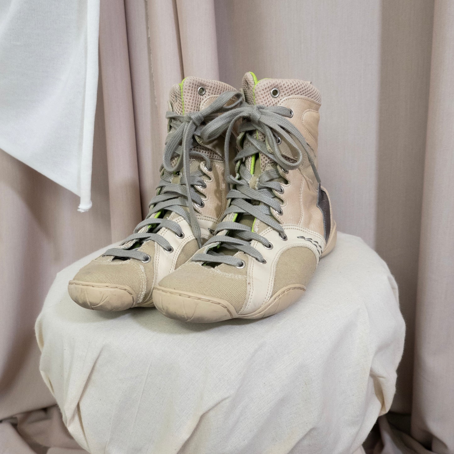 METALLIC LACE UP BOXER BOOTS by Marithé + François Girbaud